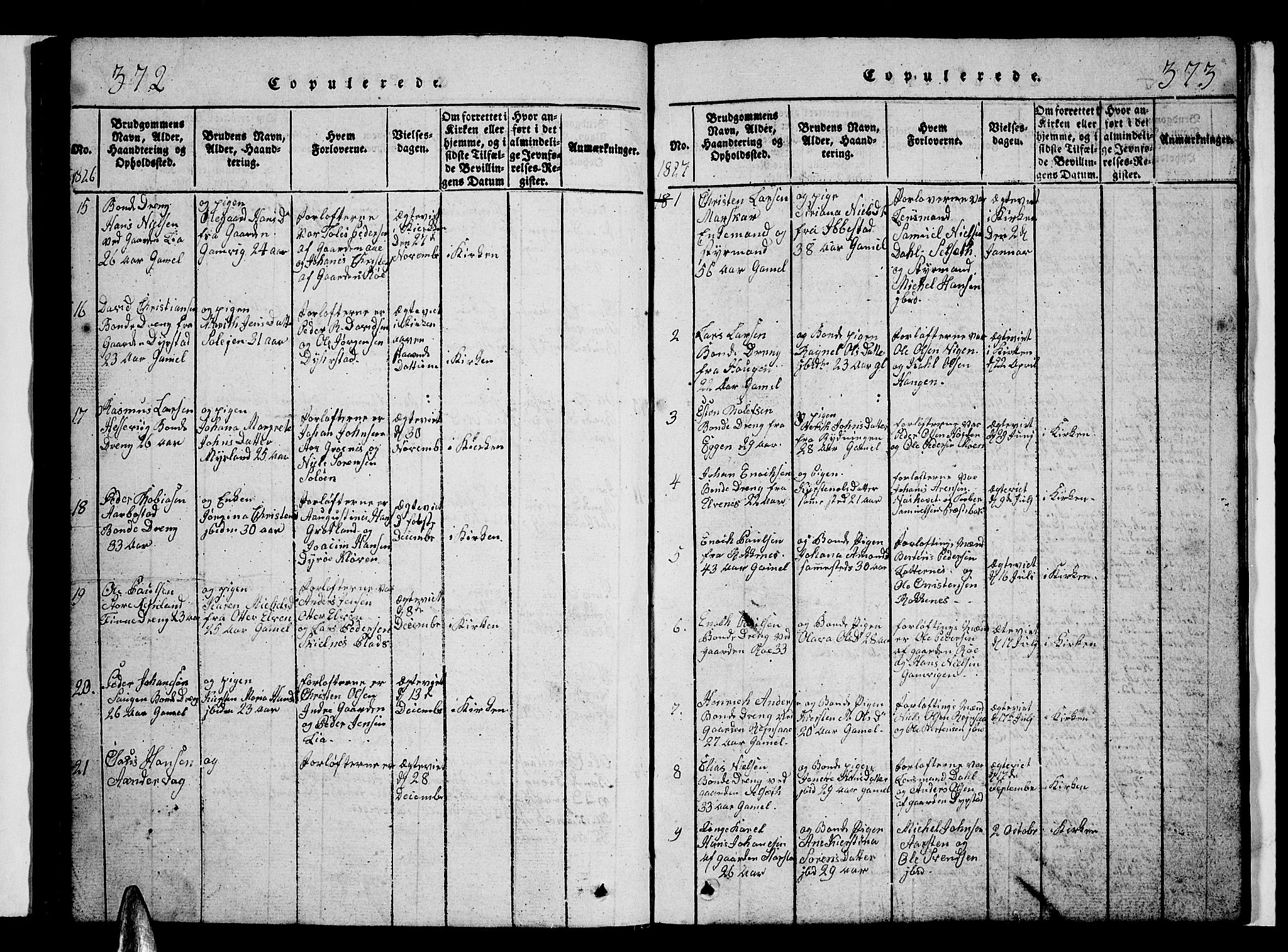 Ibestad sokneprestembete, SATØ/S-0077/H/Ha/Hab/L0002klokker: Parish register (copy) no. 2, 1821-1833, p. 372-373