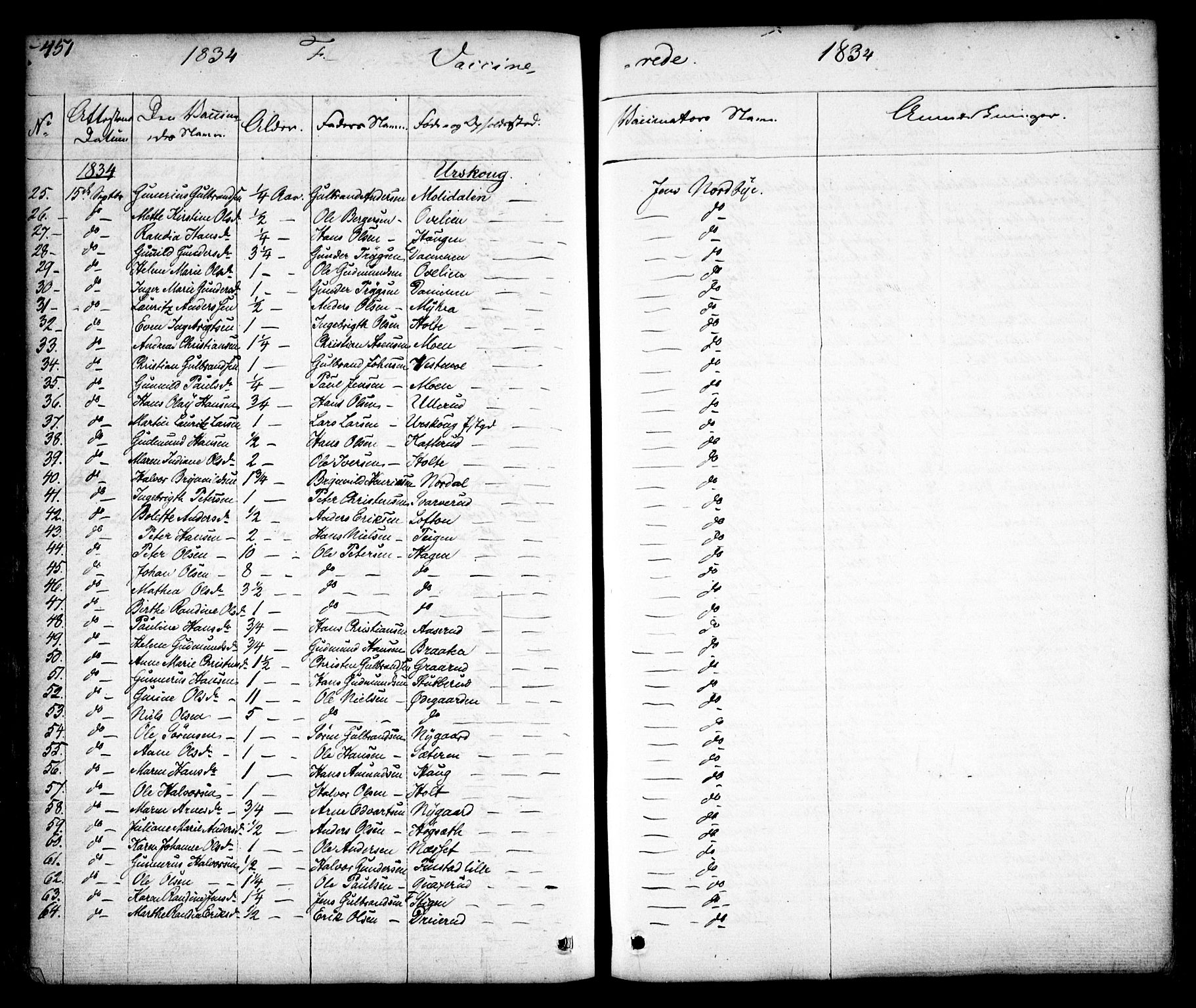 Aurskog prestekontor Kirkebøker, SAO/A-10304a/F/Fa/L0006: Parish register (official) no. I 6, 1829-1853, p. 451