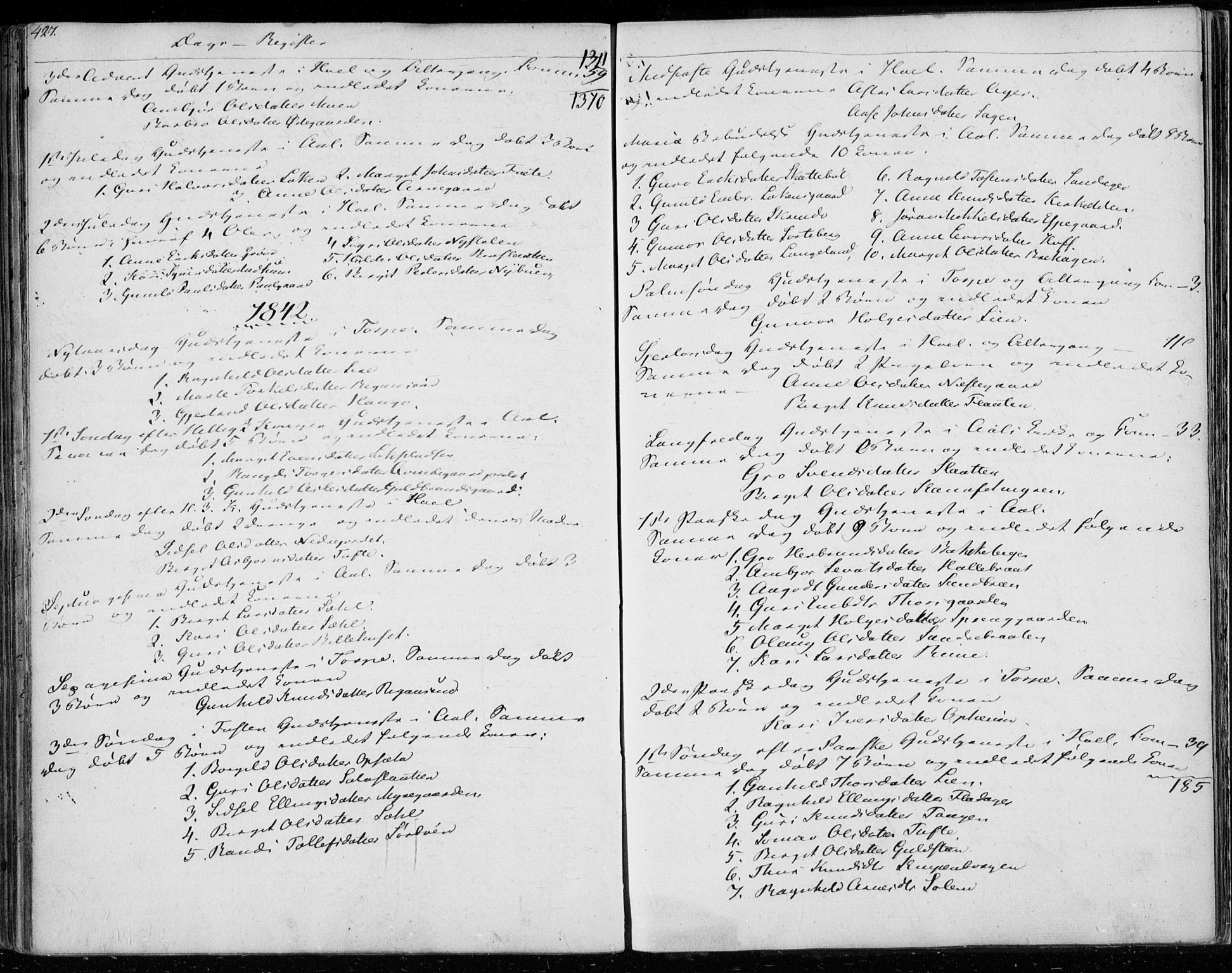 Ål kirkebøker, SAKO/A-249/F/Fa/L0005: Parish register (official) no. I 5, 1825-1848, p. 427
