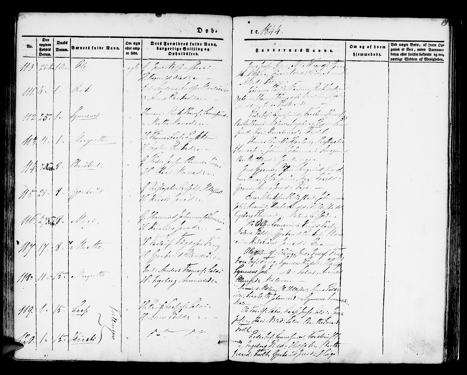 Hafslo sokneprestembete, AV/SAB-A-80301/H/Haa/Haaa/L0005: Parish register (official) no. A 5, 1834-1852, p. 89