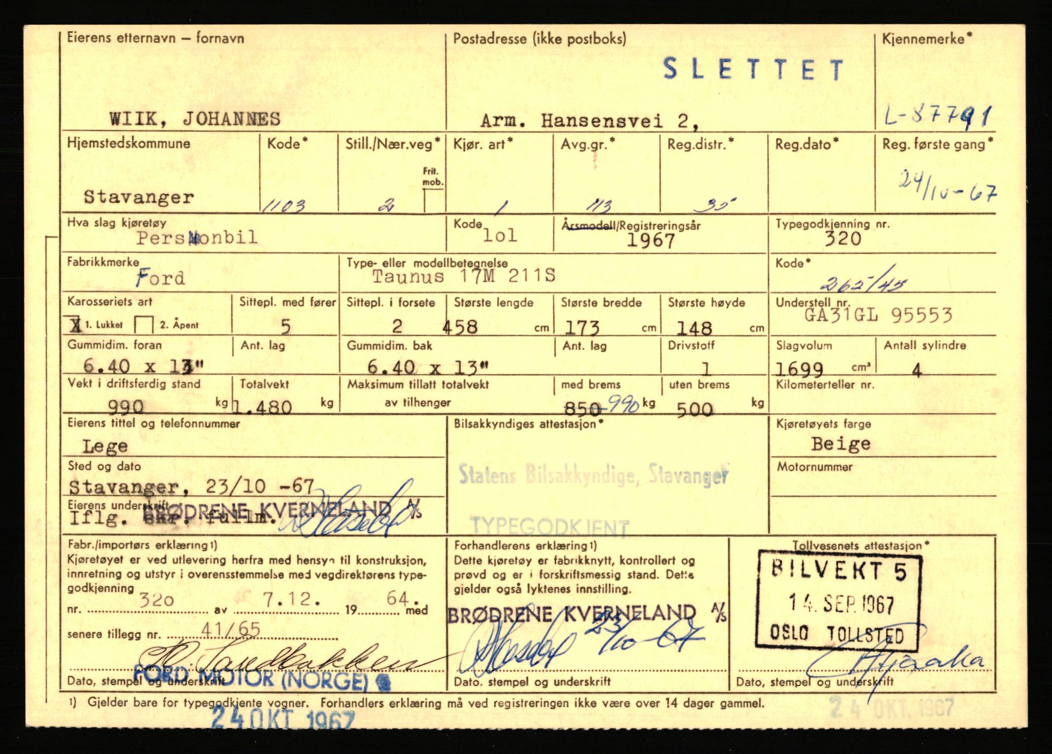 Stavanger trafikkstasjon, AV/SAST-A-101942/0/F/L0074: L-86500 - L-88799, 1930-1971, p. 1171