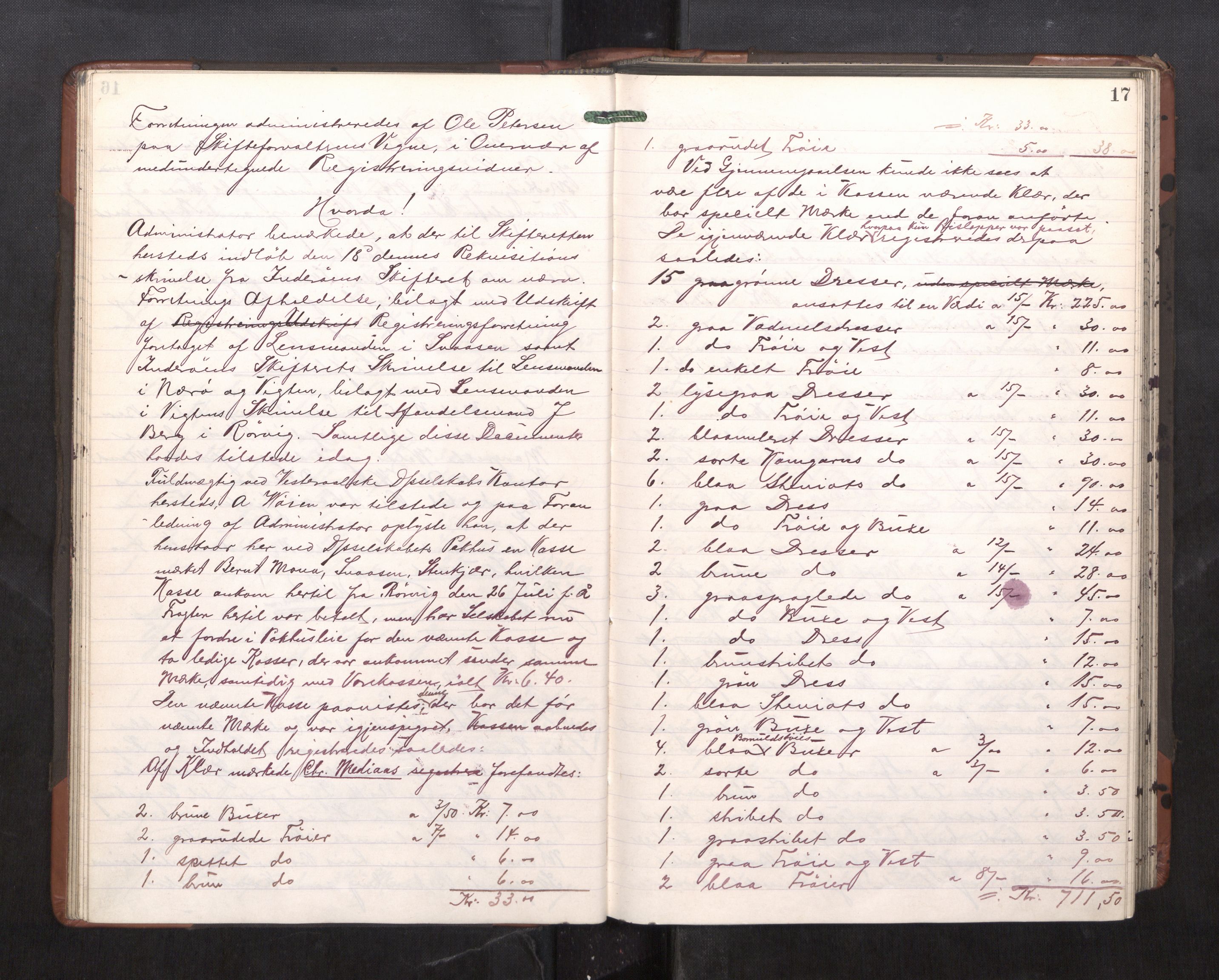 Trondheim byfogd, AV/SAT-A-0003/1/3/3C/L0023: Skifteregistreringsprotokoll - 11/2-15/5. (u/ register), 1905-1907, p. 17
