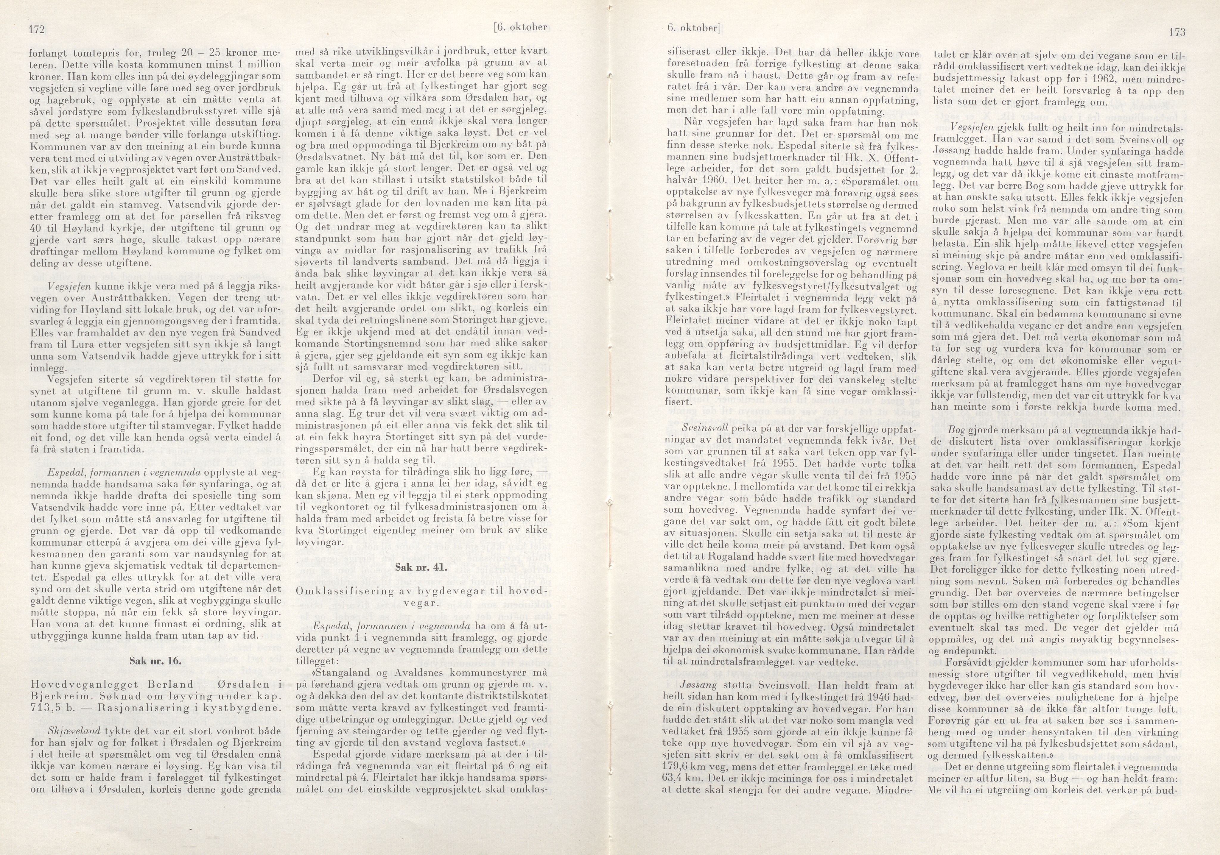 Rogaland fylkeskommune - Fylkesrådmannen , IKAR/A-900/A/Aa/Aaa/L0080: Møtebok , 1960, p. 172-173