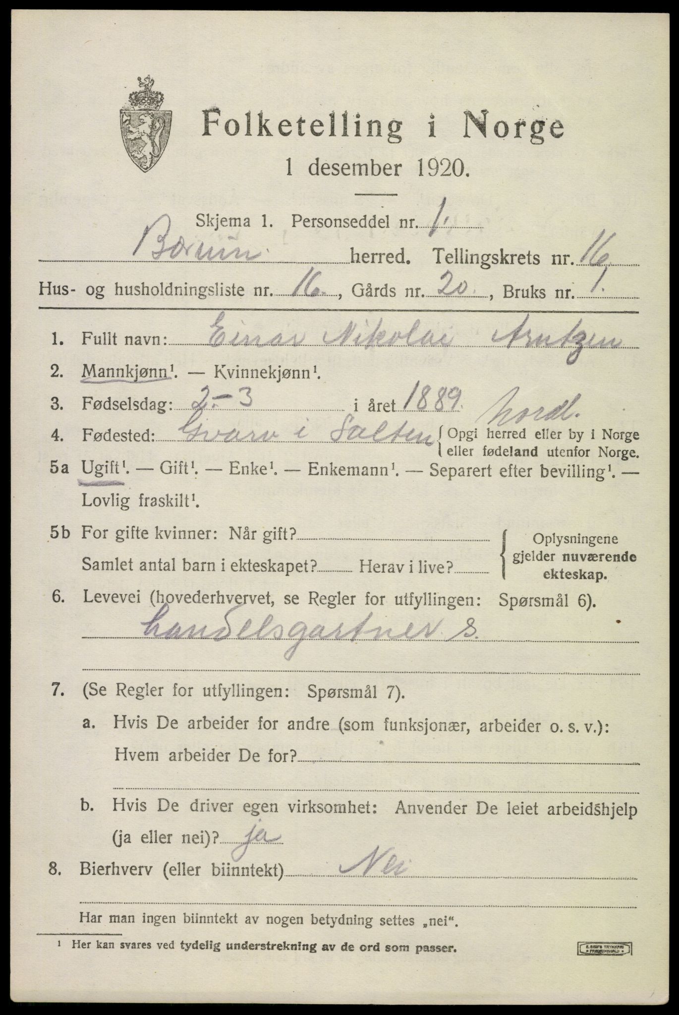 SAO, 1920 census for Bærum, 1920, p. 43320