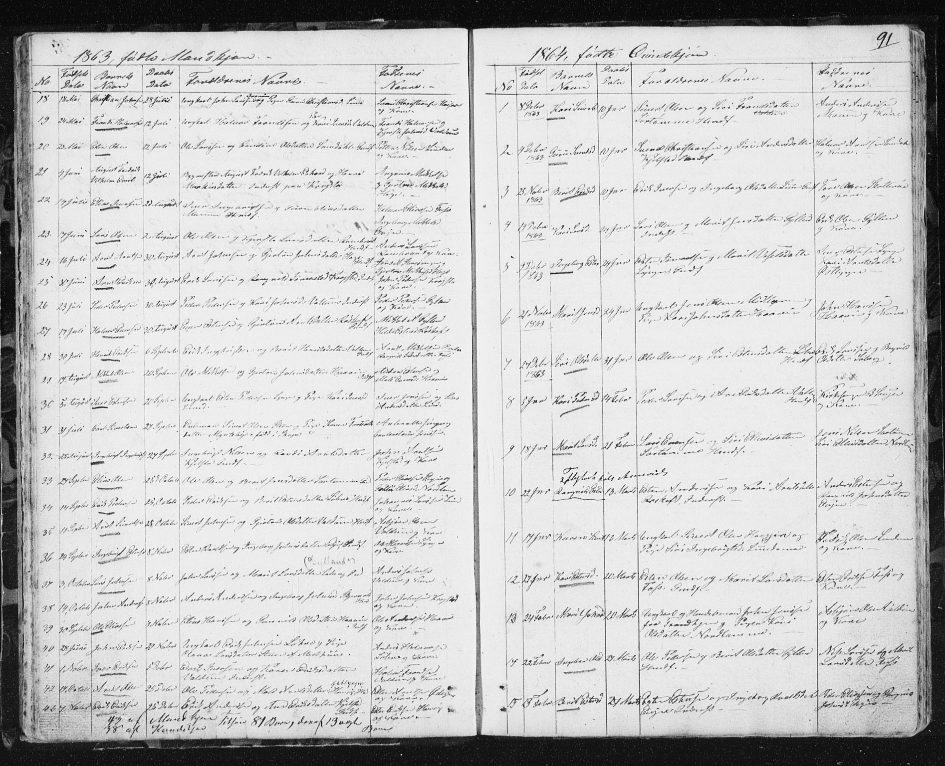 Ministerialprotokoller, klokkerbøker og fødselsregistre - Sør-Trøndelag, SAT/A-1456/692/L1110: Parish register (copy) no. 692C05, 1849-1889, p. 91