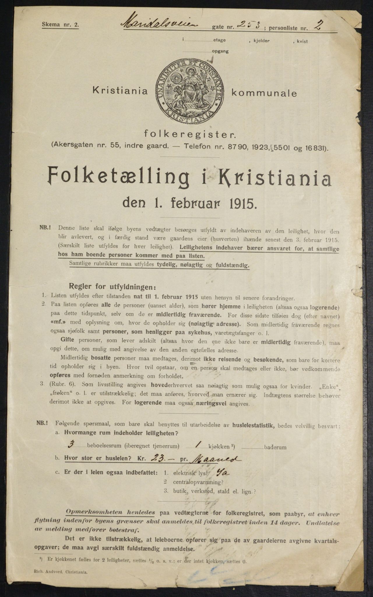 OBA, Municipal Census 1915 for Kristiania, 1915, p. 62192