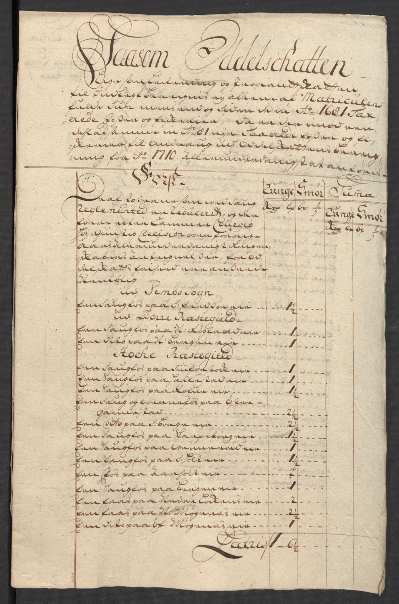 Rentekammeret inntil 1814, Reviderte regnskaper, Fogderegnskap, AV/RA-EA-4092/R32/L1875: Fogderegnskap Jarlsberg grevskap, 1710, p. 331