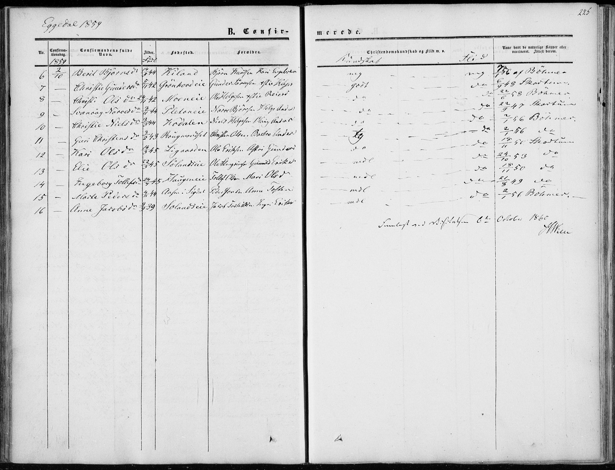 Sigdal kirkebøker, AV/SAKO-A-245/F/Fa/L0008: Parish register (official) no. I 8, 1850-1859, p. 225