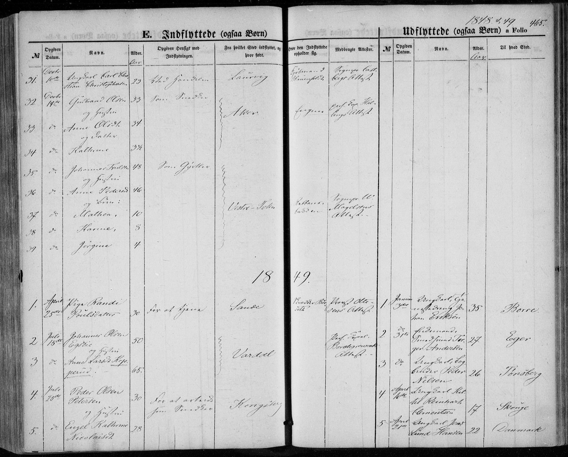 Bragernes kirkebøker, AV/SAKO-A-6/F/Fb/L0002: Parish register (official) no. II 2, 1848-1859, p. 465