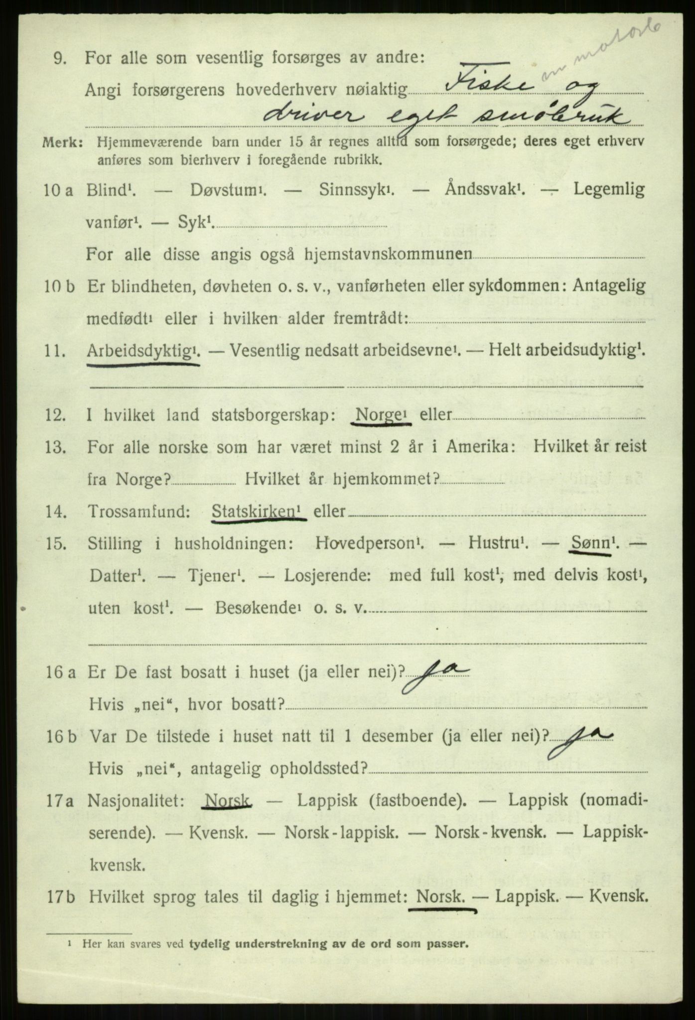 SATØ, 1920 census for Tranøy, 1920, p. 3364