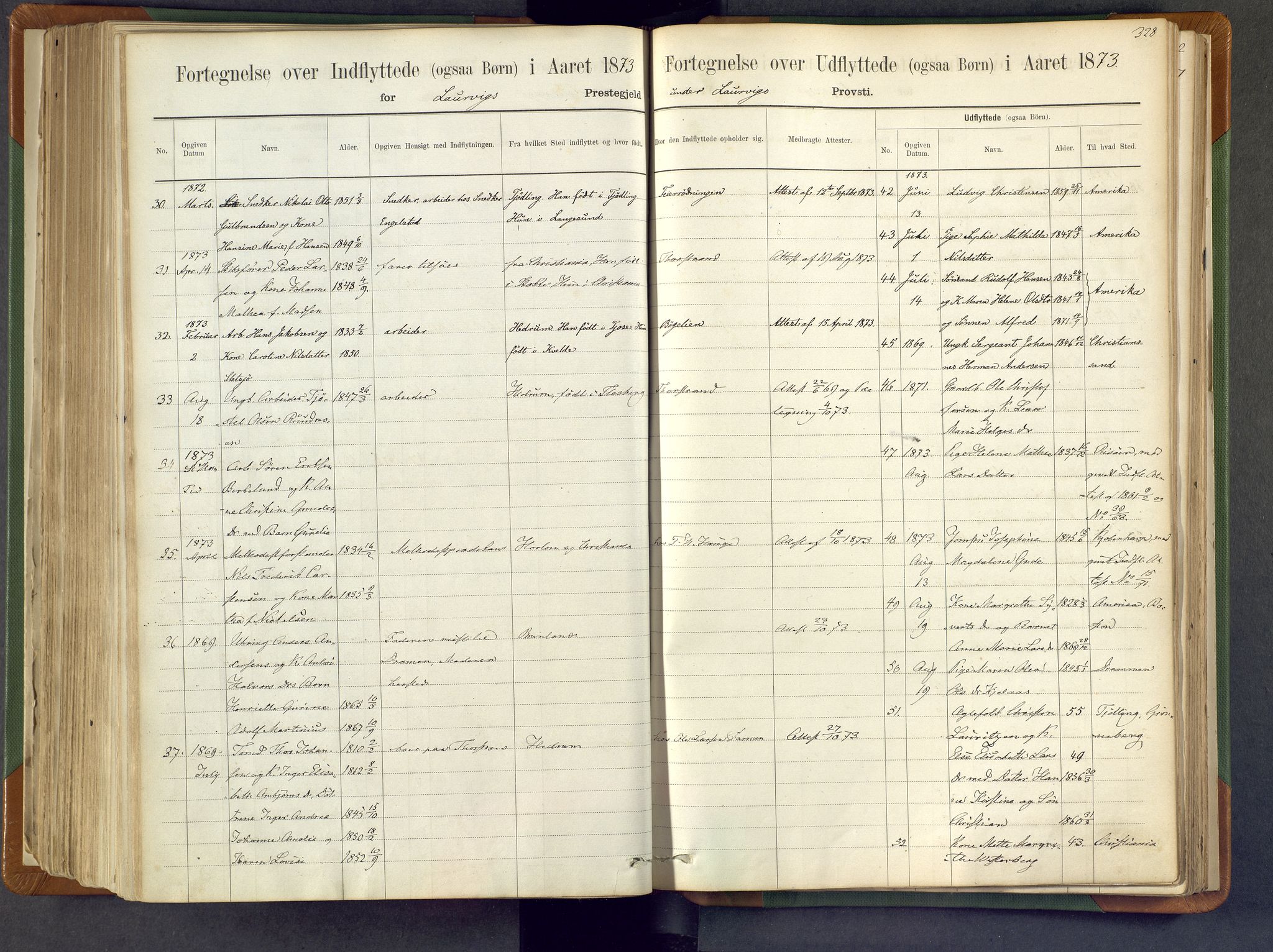 Larvik kirkebøker, AV/SAKO-A-352/F/Fa/L0007: Parish register (official) no. I 7, 1871-1883, p. 328