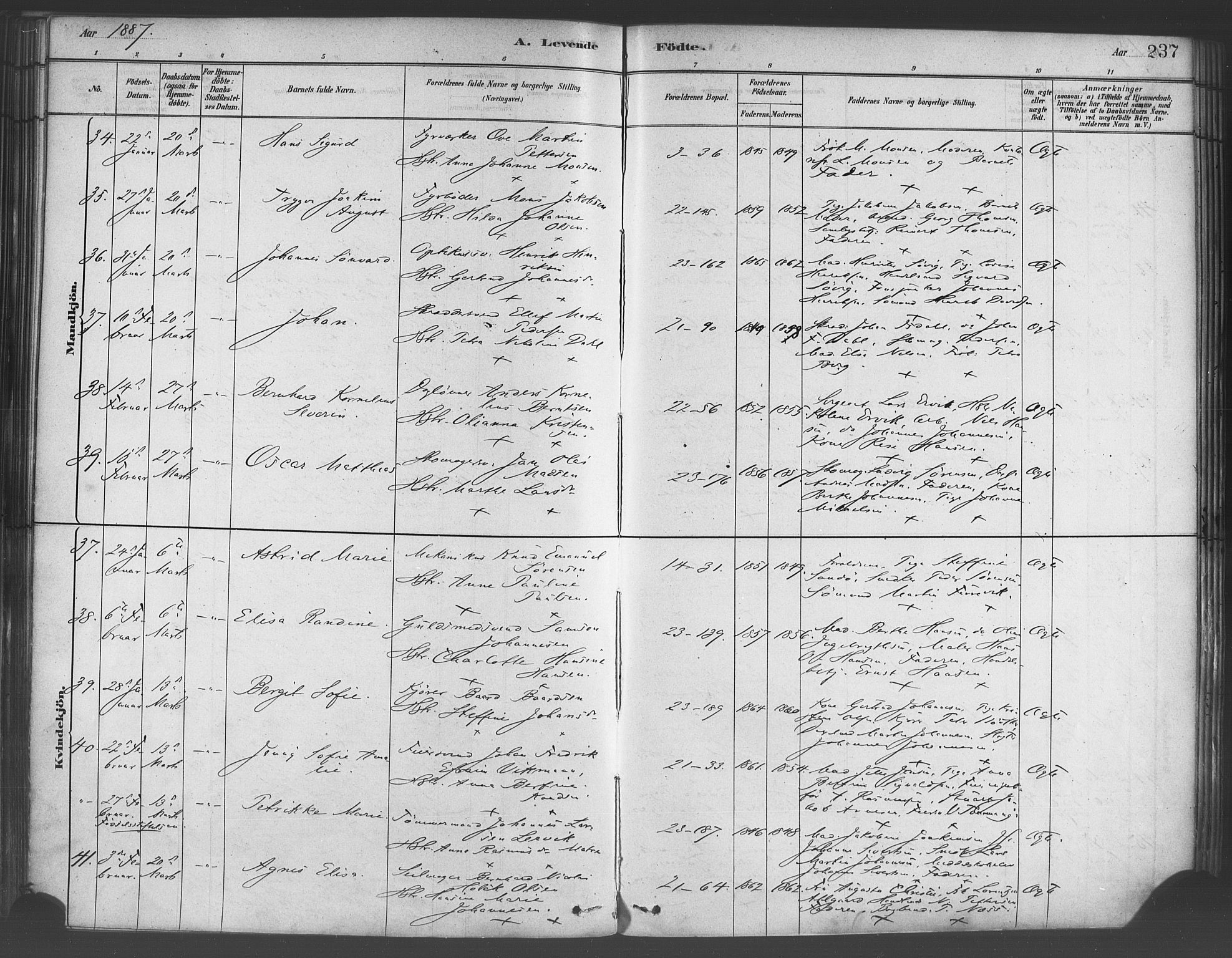 Korskirken sokneprestembete, AV/SAB-A-76101/H/Haa/L0021: Parish register (official) no. B 7, 1878-1889, p. 237