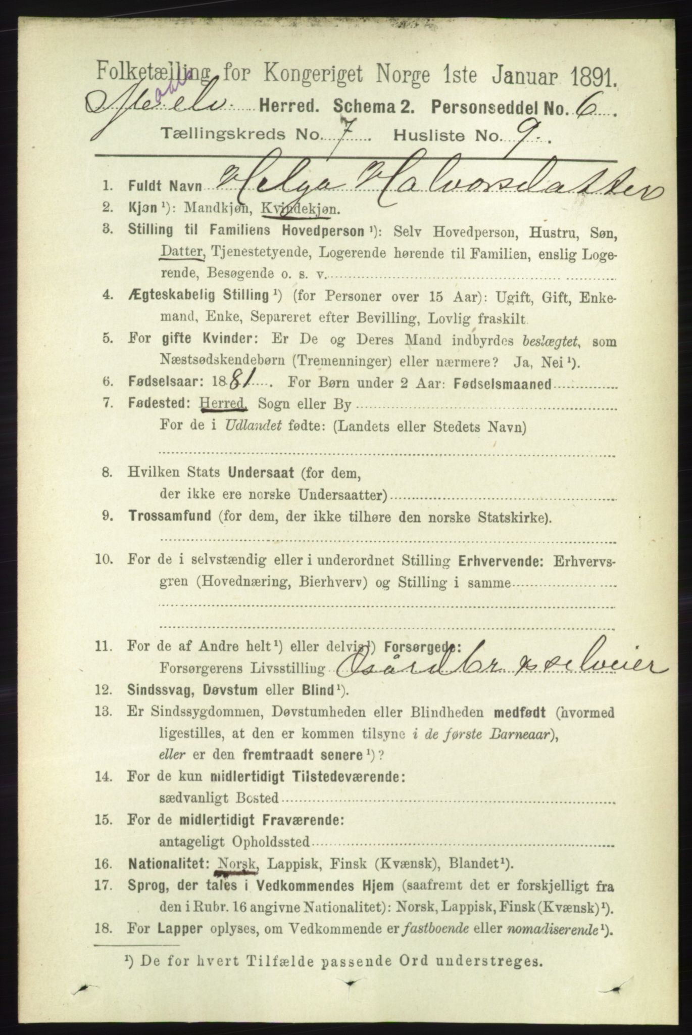 RA, 1891 census for 1924 Målselv, 1891, p. 2277