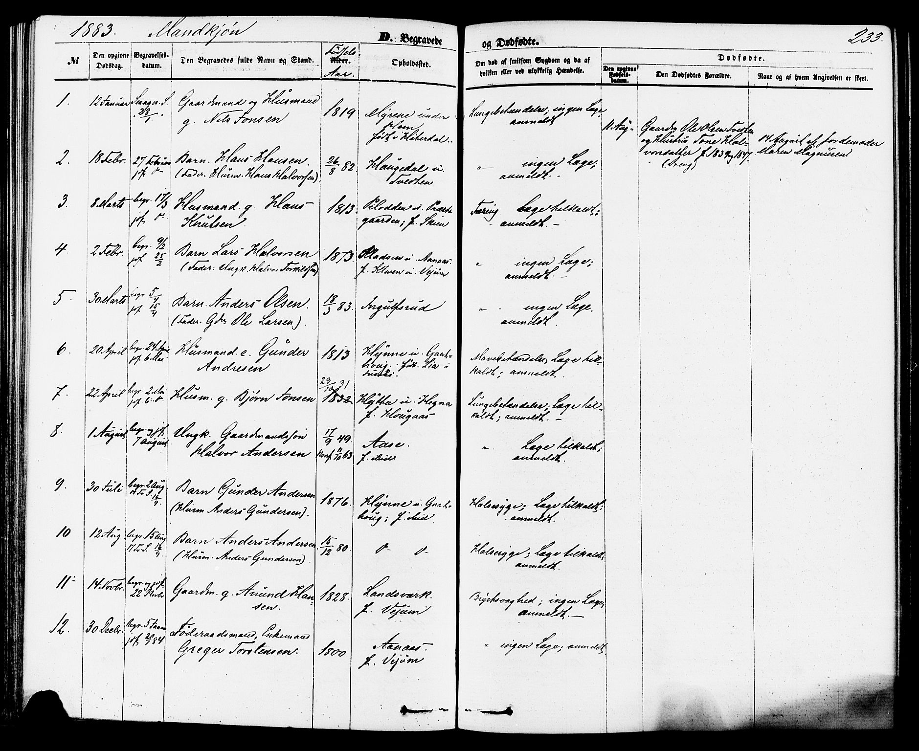 Sauherad kirkebøker, SAKO/A-298/F/Fa/L0008: Parish register (official) no. I 8, 1873-1886, p. 233