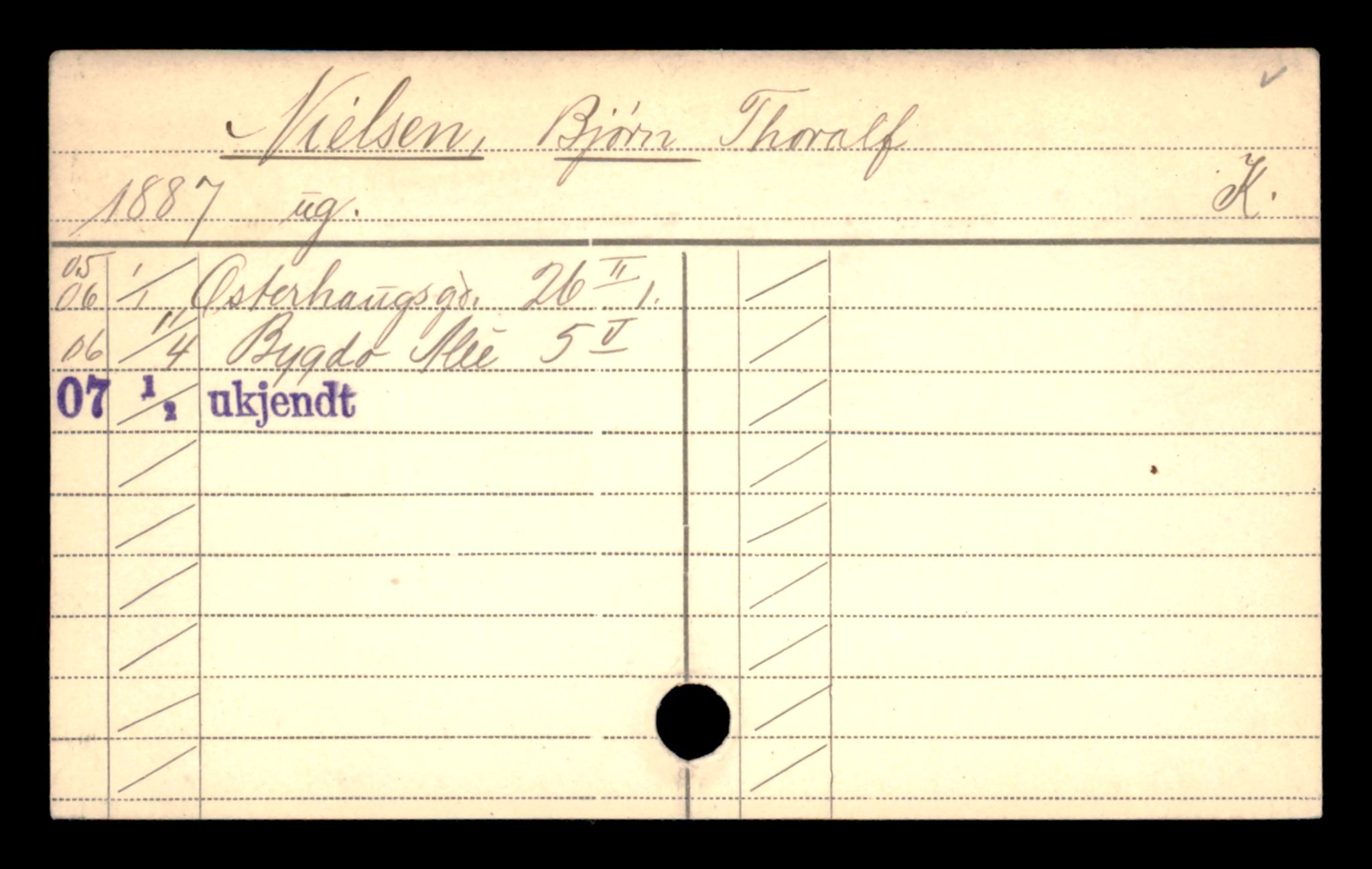 Oslo folkeregister, Registerkort, SAO/A-11715/D/Da/L0066: Menn: Nielsen Bjørn - Nilsen Karl, 1906-1919