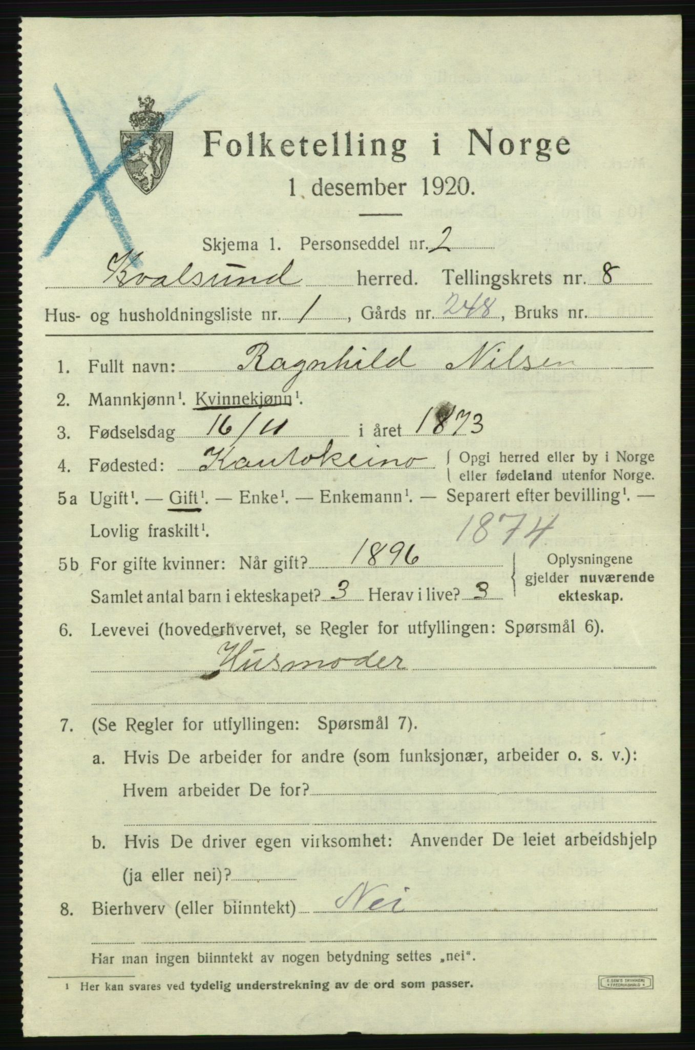 SATØ, 1920 census for , 1920, p. 2448