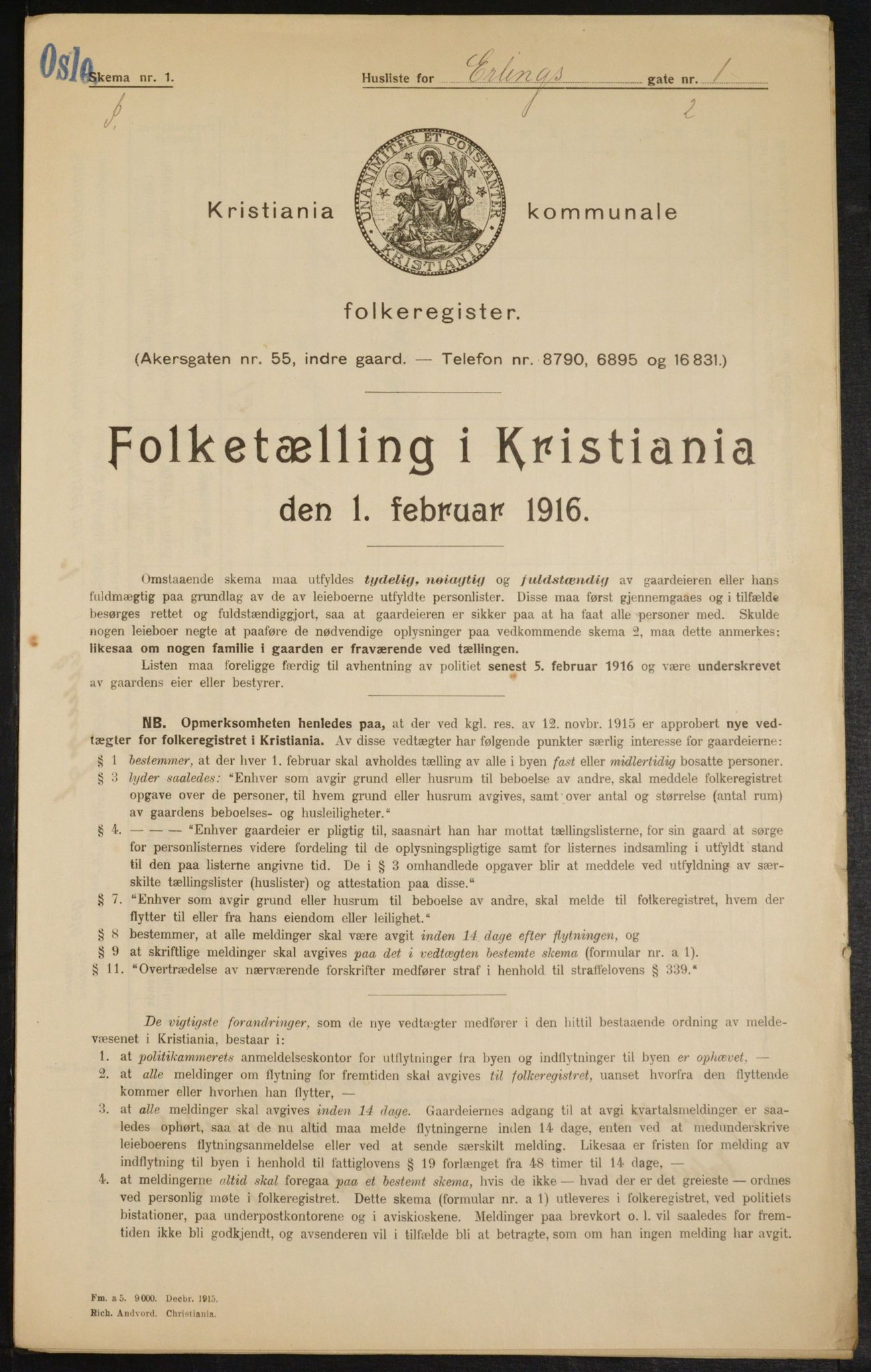 OBA, Municipal Census 1916 for Kristiania, 1916, p. 22351