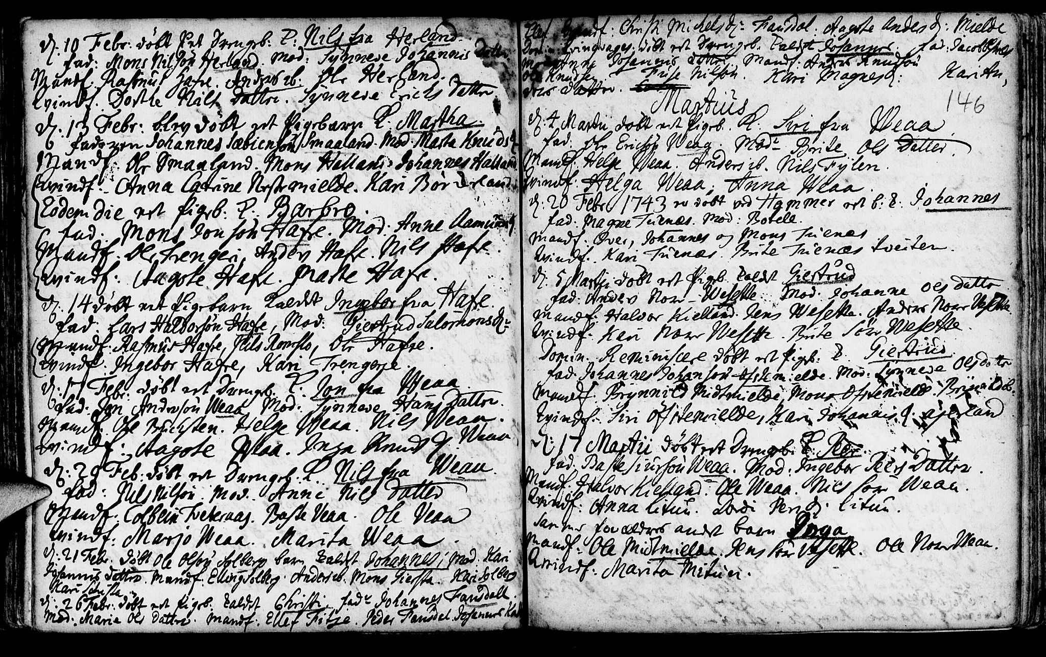 Haus sokneprestembete, SAB/A-75601/H/Haa: Parish register (official) no. A 5, 1733-1747, p. 146
