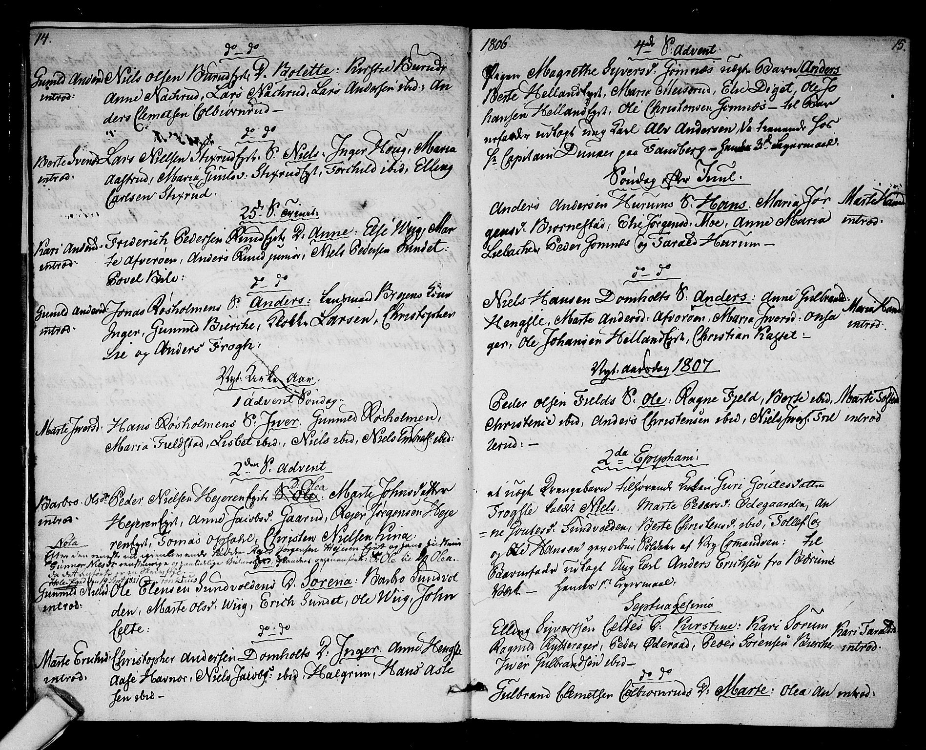 Hole kirkebøker, SAKO/A-228/F/Fa/L0003: Parish register (official) no. I 3, 1805-1814, p. 14-15