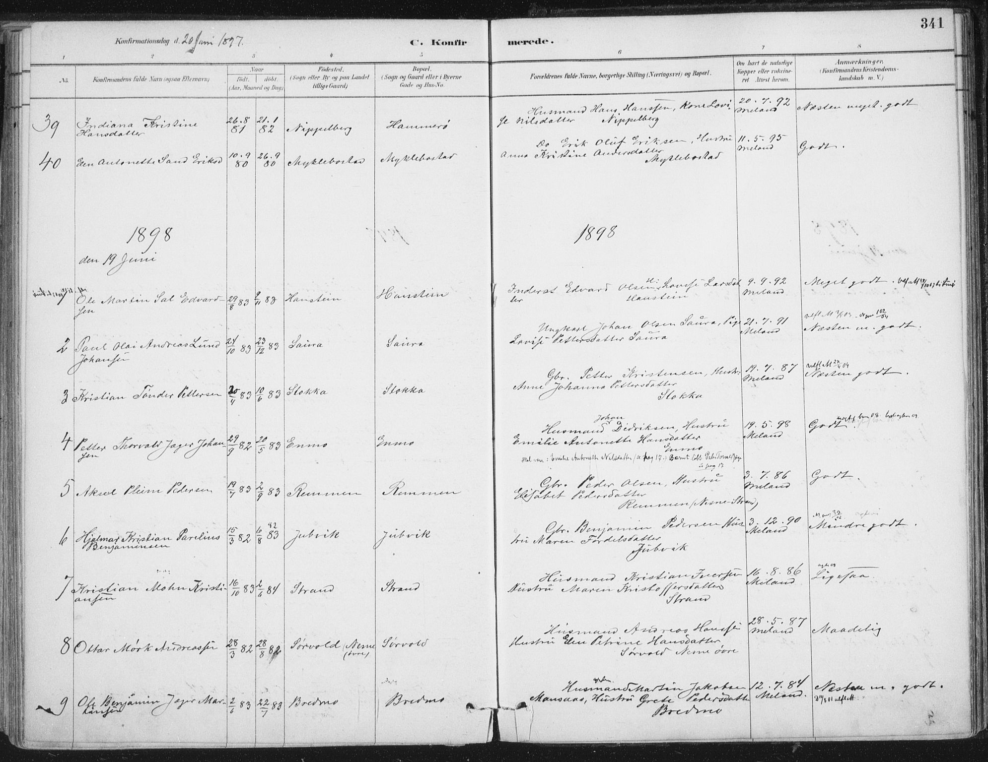 Ministerialprotokoller, klokkerbøker og fødselsregistre - Nordland, AV/SAT-A-1459/838/L0552: Parish register (official) no. 838A10, 1880-1910, p. 341