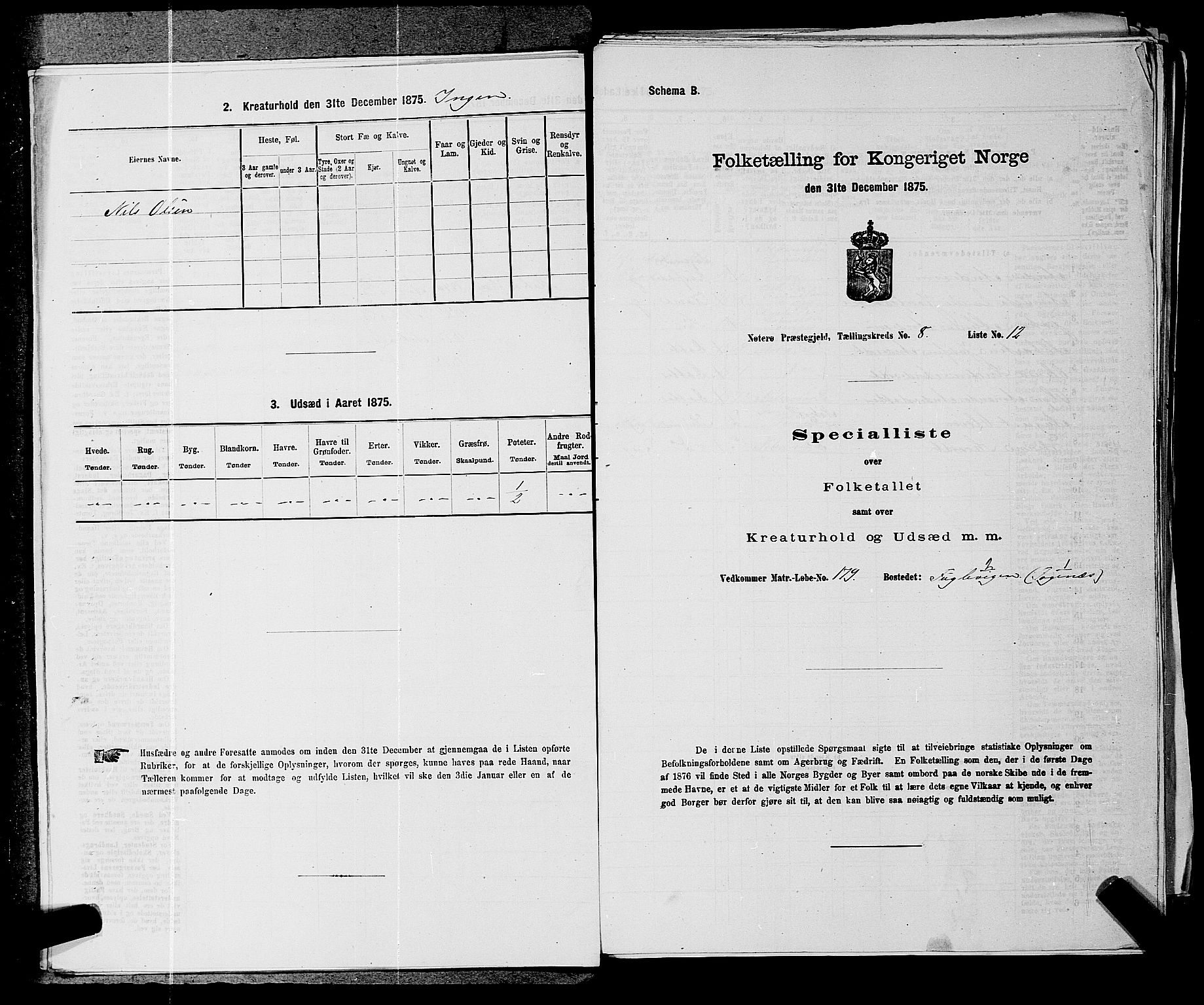 SAKO, 1875 census for 0722P Nøtterøy, 1875, p. 1560