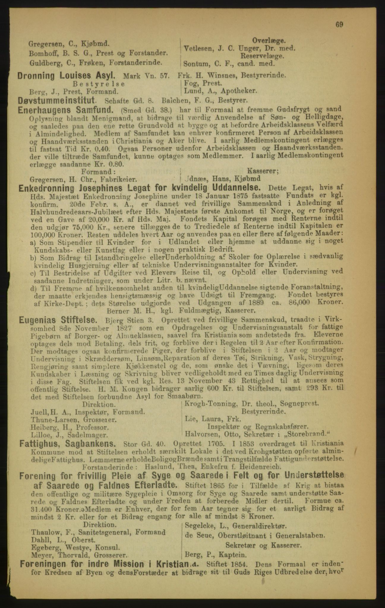 Kristiania/Oslo adressebok, PUBL/-, 1891, p. 69