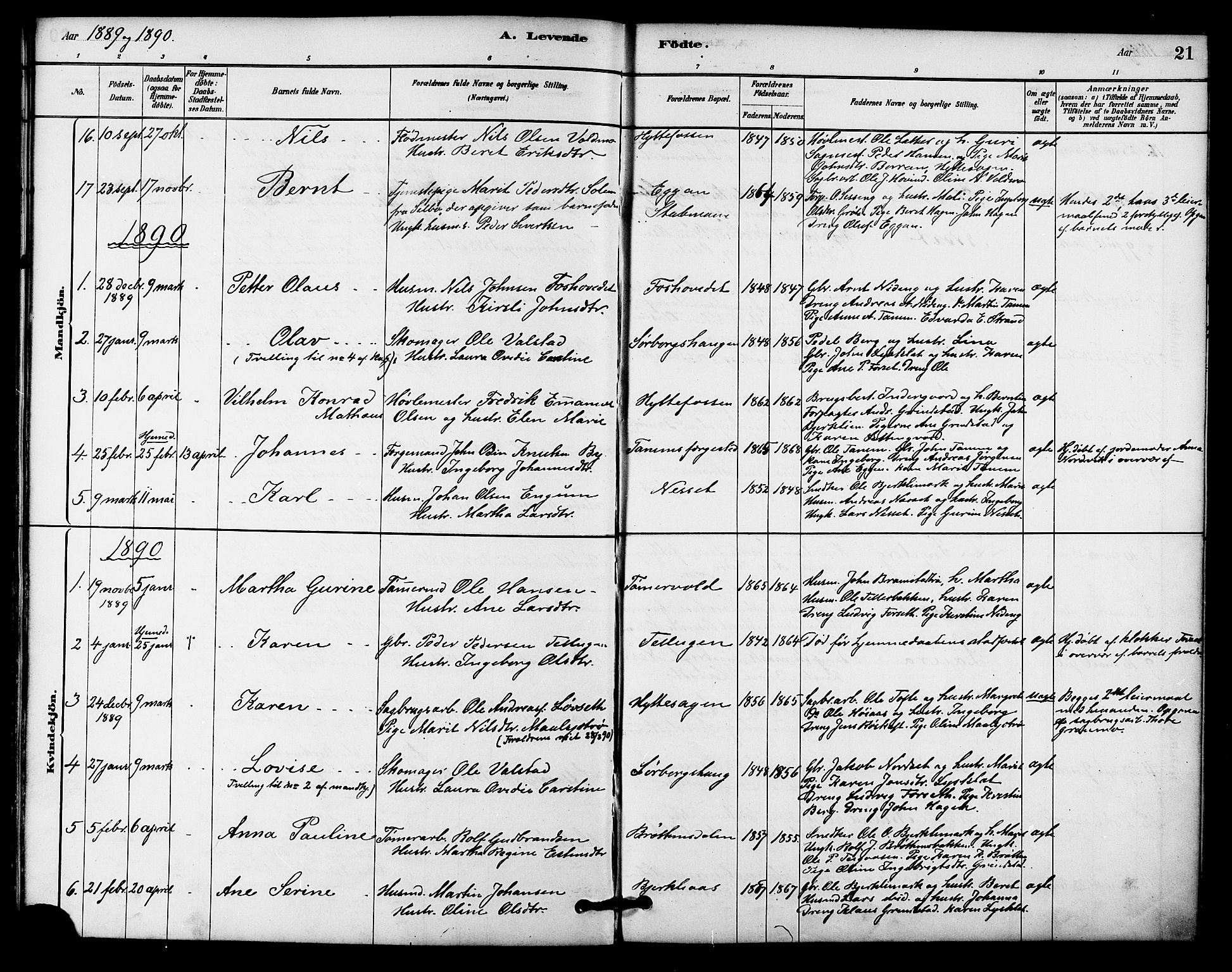 Ministerialprotokoller, klokkerbøker og fødselsregistre - Sør-Trøndelag, SAT/A-1456/618/L0444: Parish register (official) no. 618A07, 1880-1898, p. 21