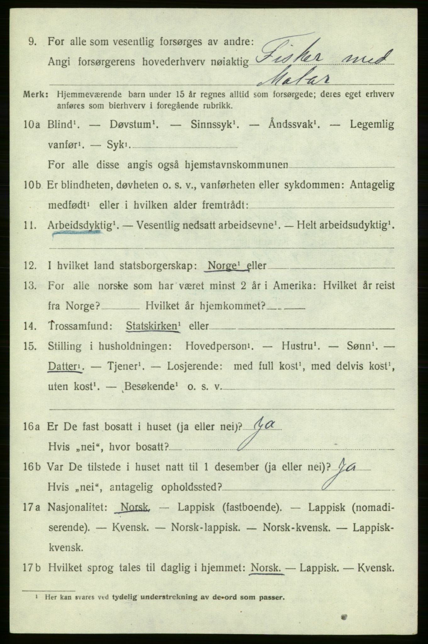 SATØ, 1920 census for , 1920, p. 617