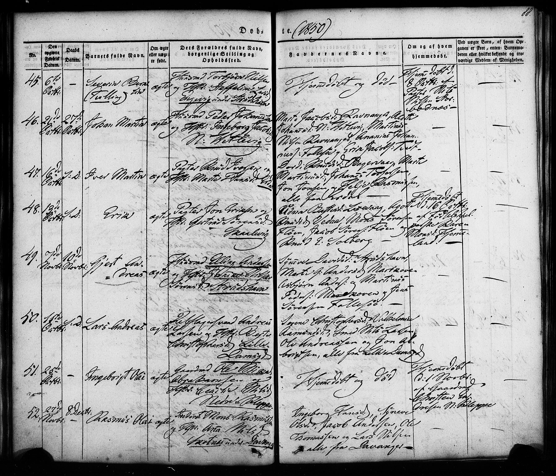 Askøy Sokneprestembete, AV/SAB-A-74101/H/Ha/Haa/Haaa/L0005: Parish register (official) no. A 5, 1836-1852, p. 88