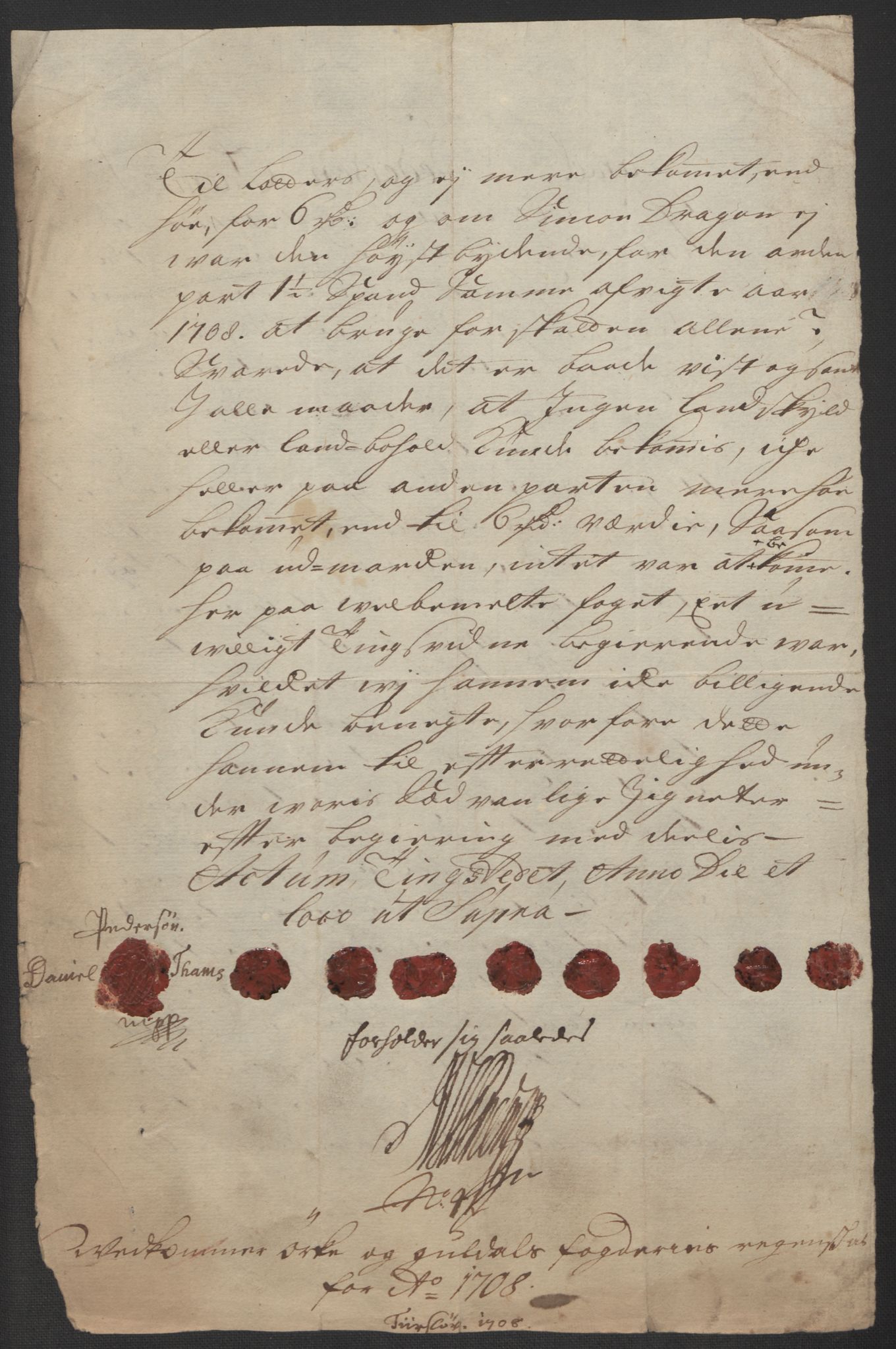 Rentekammeret inntil 1814, Reviderte regnskaper, Fogderegnskap, AV/RA-EA-4092/R60/L3958: Fogderegnskap Orkdal og Gauldal, 1708, p. 414