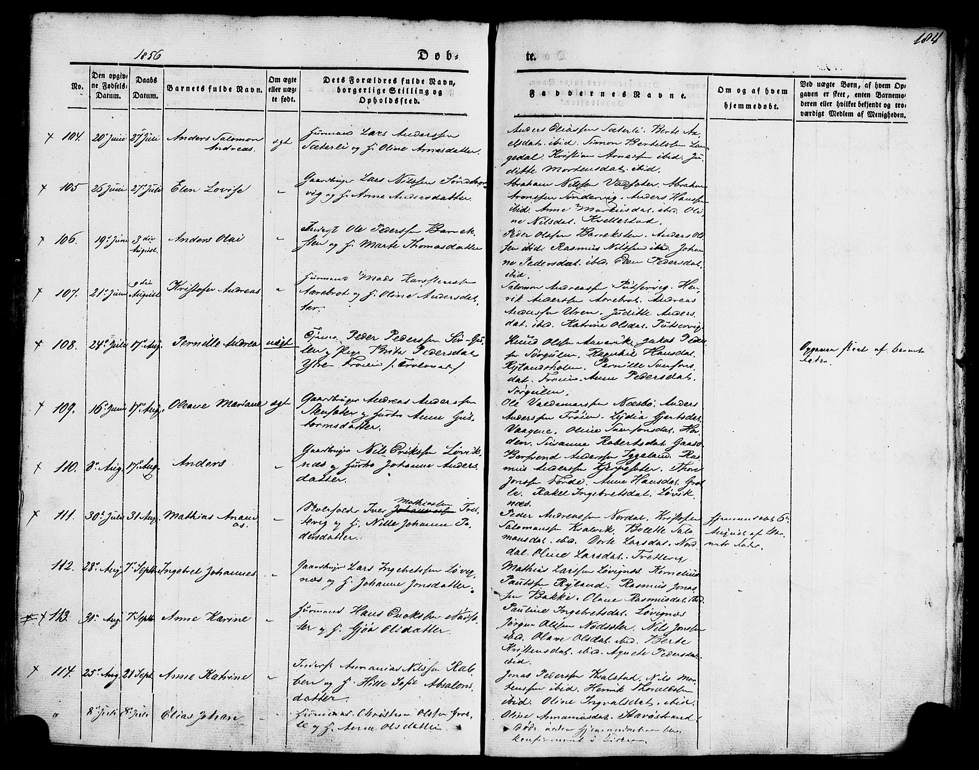 Kinn sokneprestembete, AV/SAB-A-80801/H/Haa/Haaa/L0005: Parish register (official) no. A 5, 1841-1857, p. 184