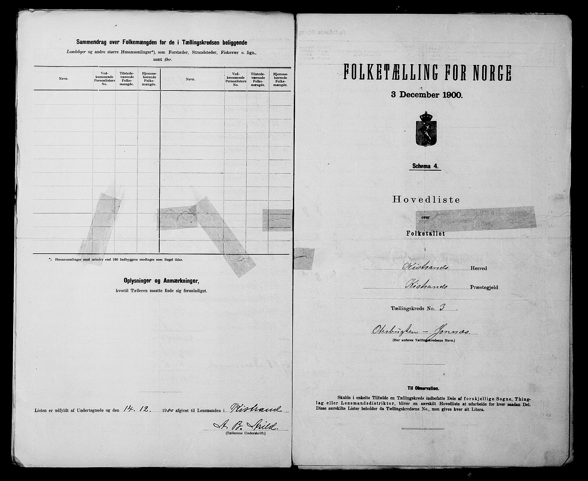 SATØ, 1900 census for Kistrand, 1900, p. 8