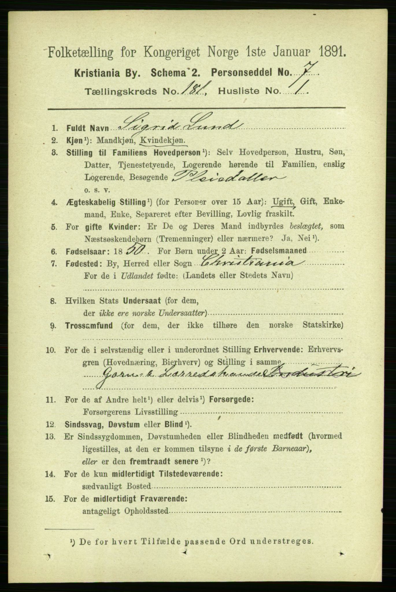 RA, 1891 census for 0301 Kristiania, 1891, p. 108494