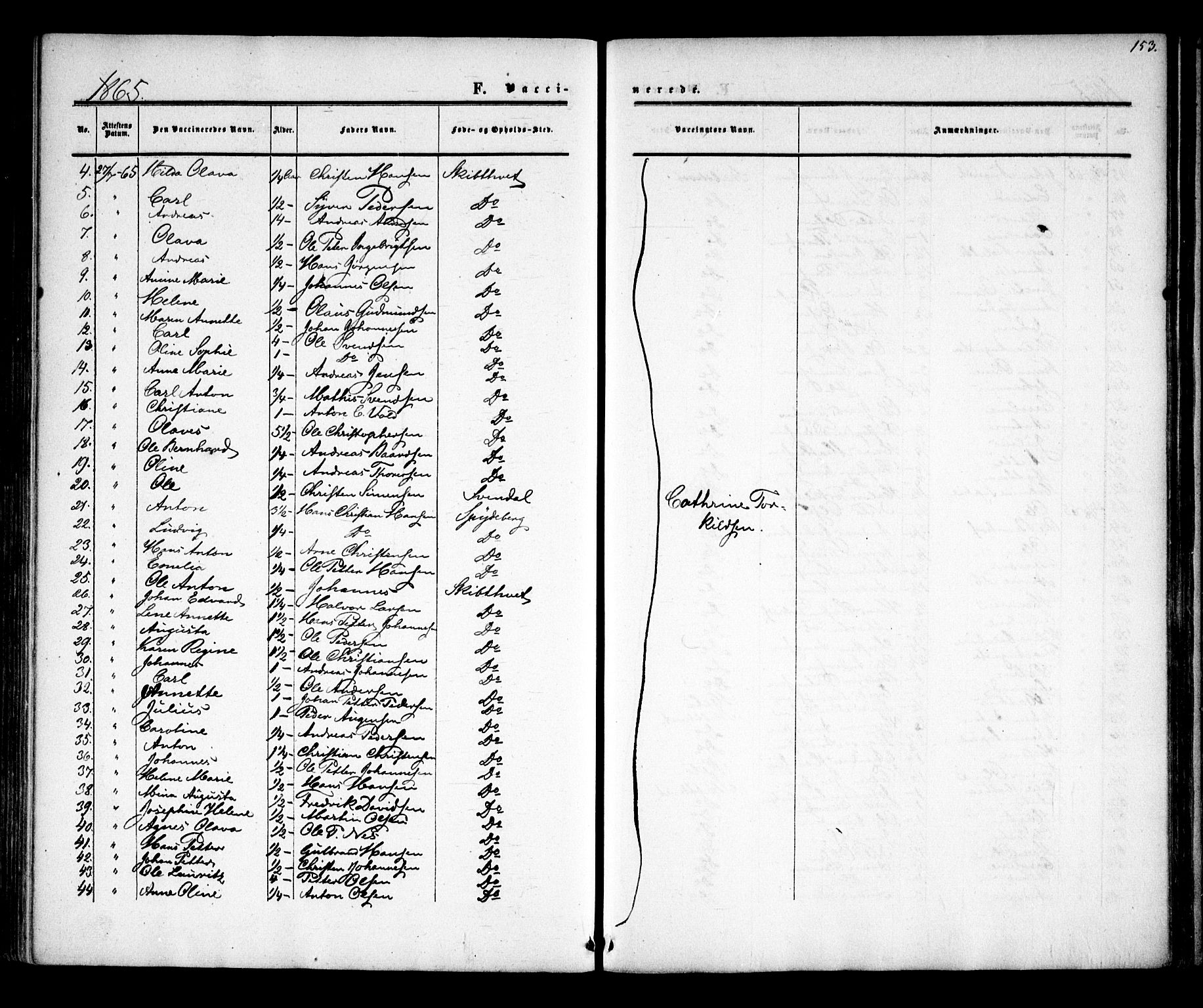 Skiptvet prestekontor Kirkebøker, AV/SAO-A-20009/F/Fa/L0007: Parish register (official) no. 7, 1861-1866, p. 153