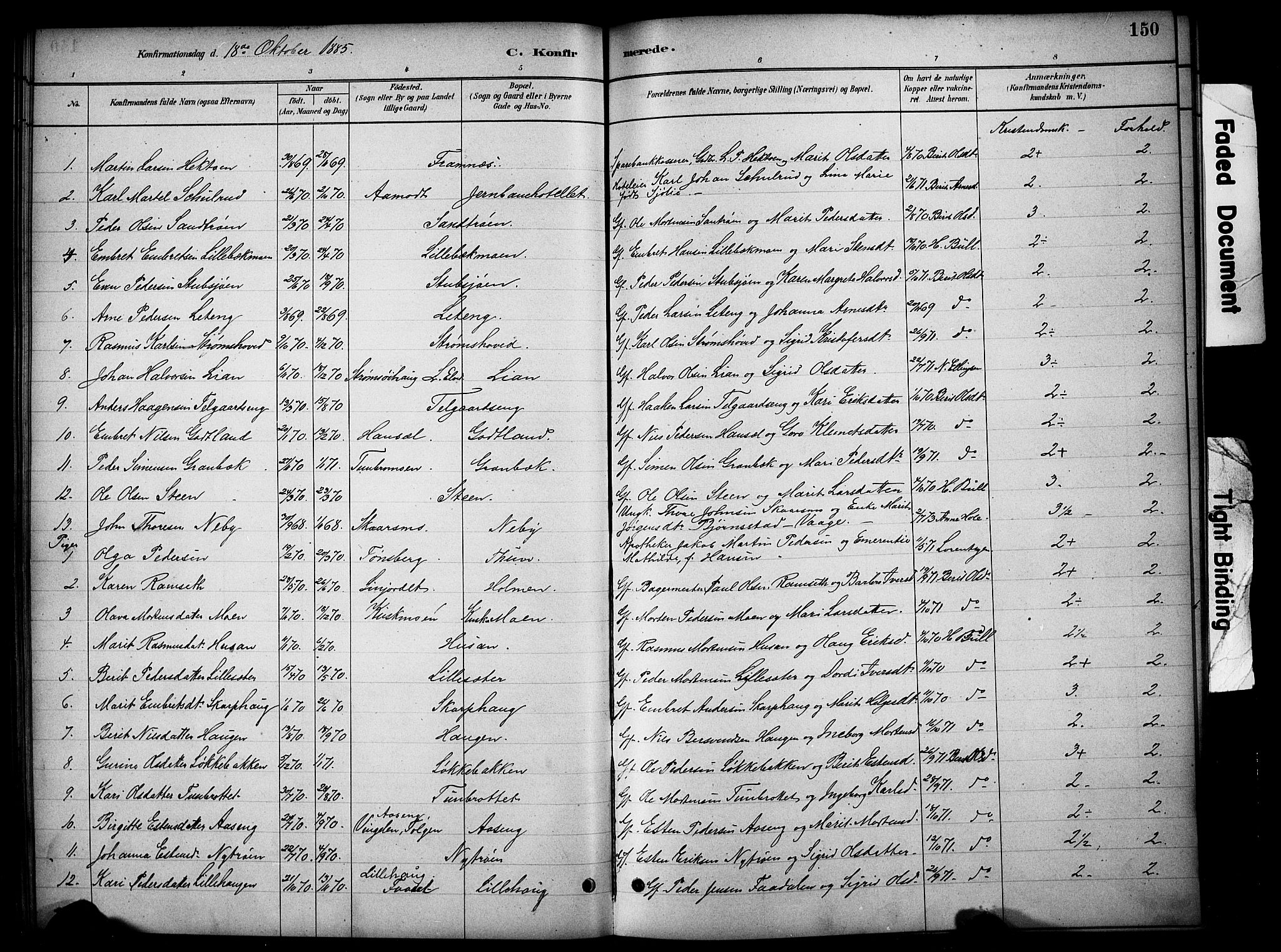 Tynset prestekontor, SAH/PREST-058/H/Ha/Hab/L0006: Parish register (copy) no. 6, 1880-1899, p. 150
