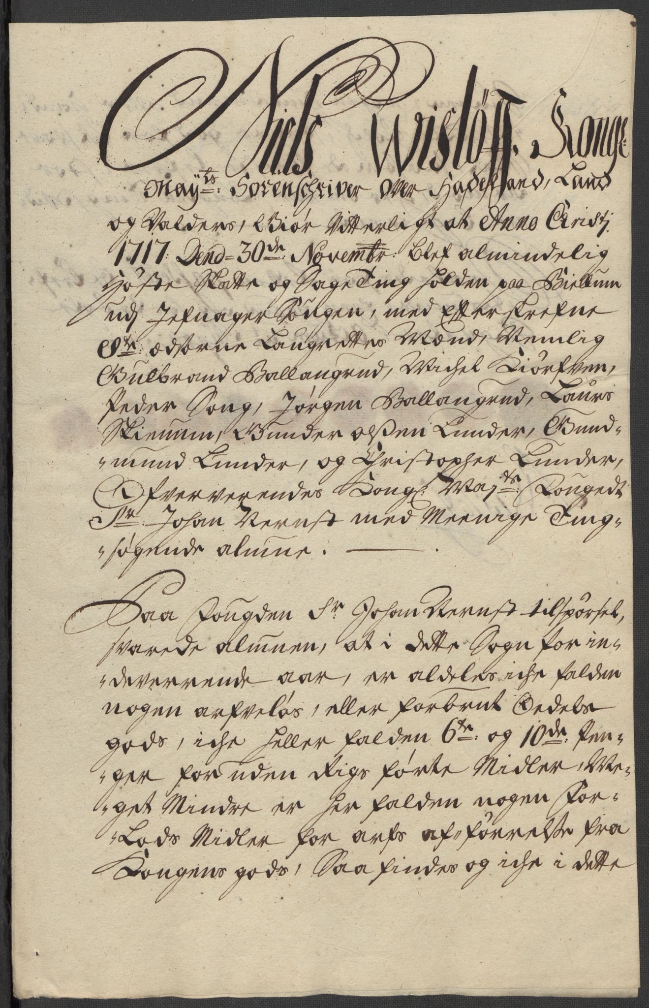 Rentekammeret inntil 1814, Reviderte regnskaper, Fogderegnskap, AV/RA-EA-4092/R18/L1318: Fogderegnskap Hadeland, Toten og Valdres, 1717, p. 5