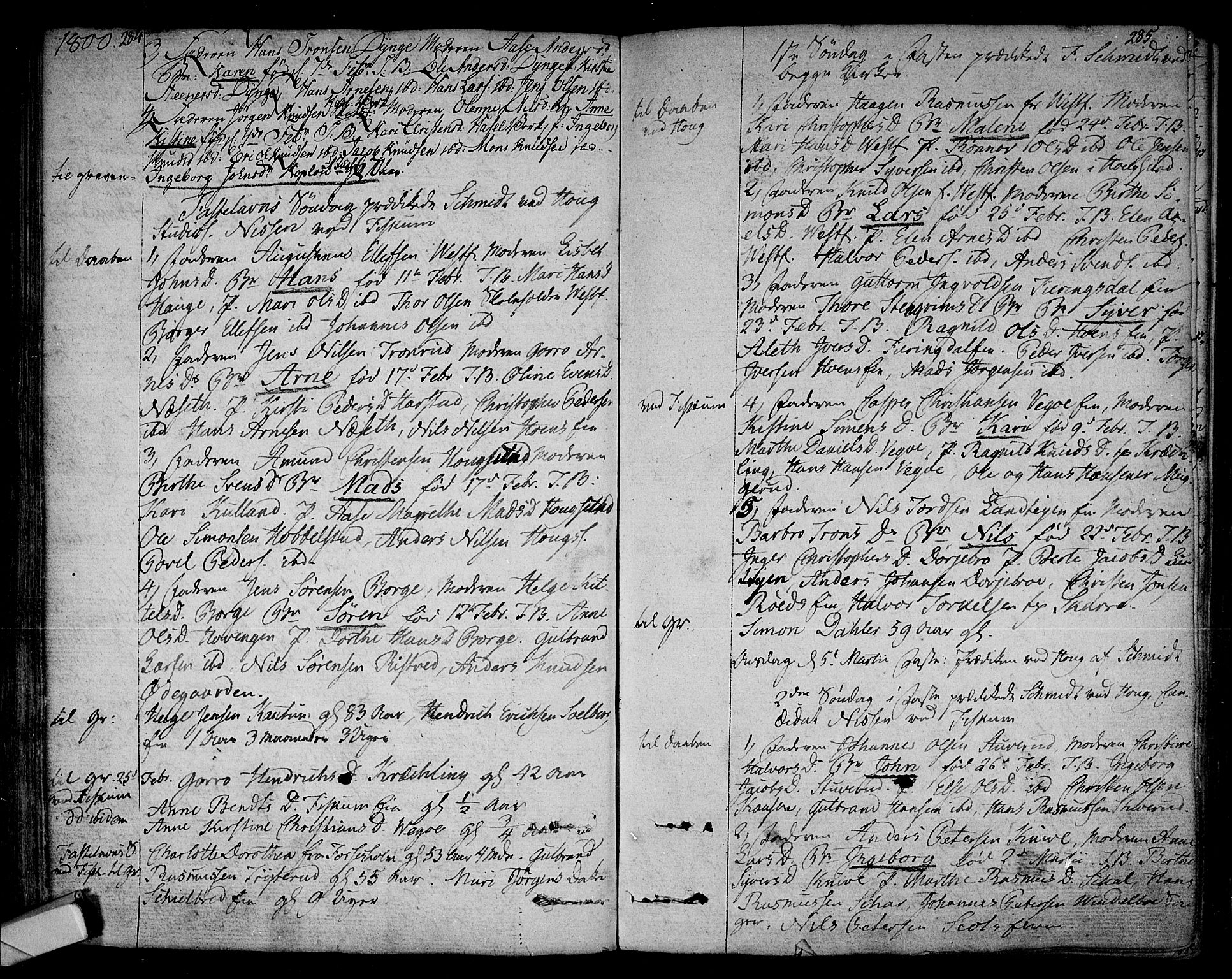 Eiker kirkebøker, AV/SAKO-A-4/F/Fa/L0009: Parish register (official) no. I 9, 1789-1806, p. 284-285