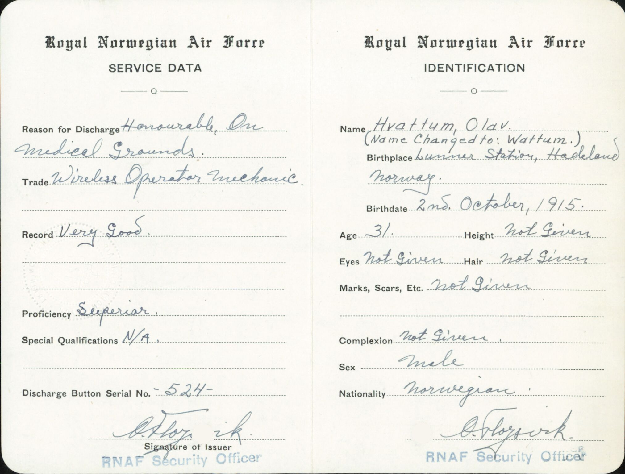 Forsvaret, Forsvarets overkommando/Luftforsvarsstaben, AV/RA-RAFA-4079/P/Pa/L0041: Personellpapirer, 1915, p. 18