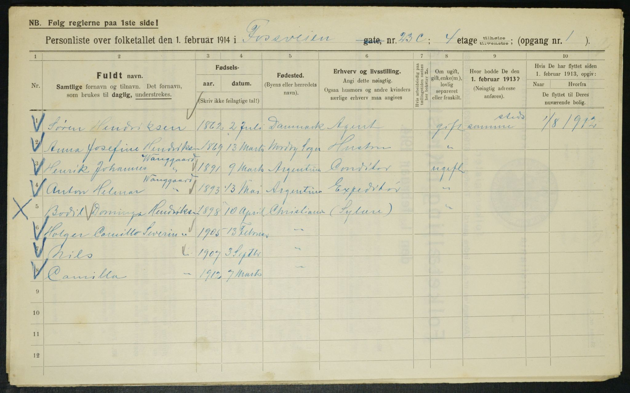 OBA, Municipal Census 1914 for Kristiania, 1914, p. 25440