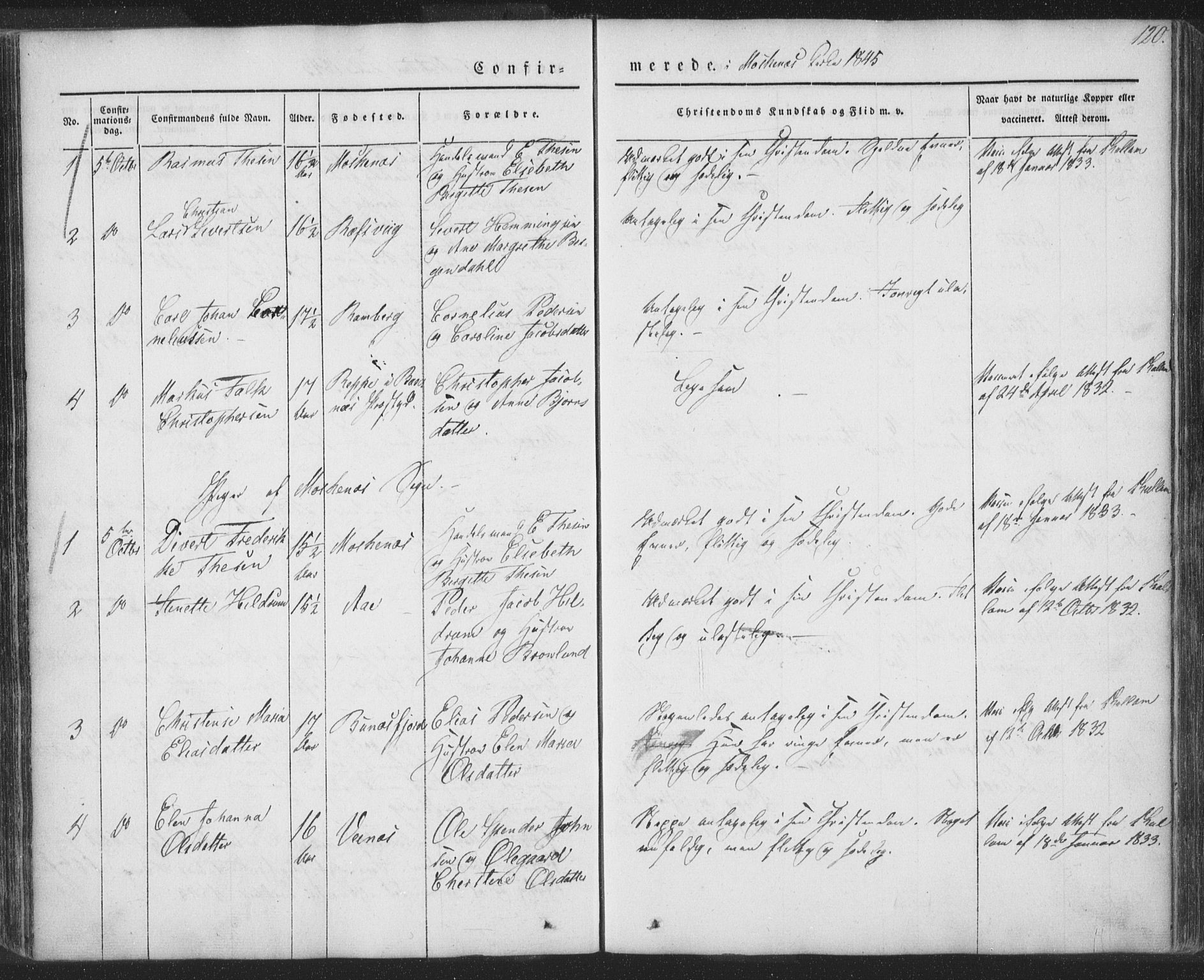 Ministerialprotokoller, klokkerbøker og fødselsregistre - Nordland, AV/SAT-A-1459/885/L1202: Parish register (official) no. 885A03, 1838-1859, p. 120