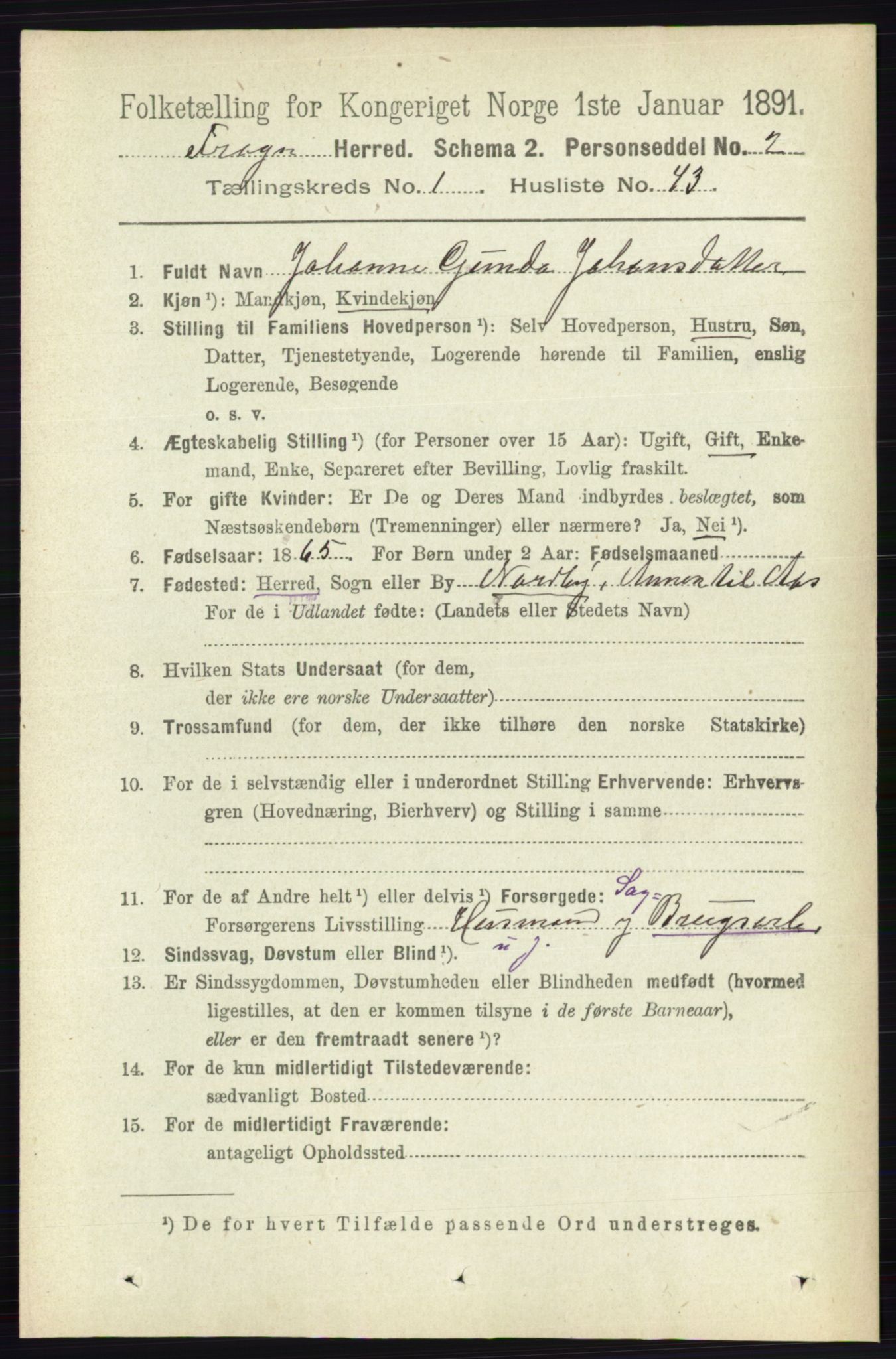 RA, 1891 census for 0215 Frogn, 1891, p. 660