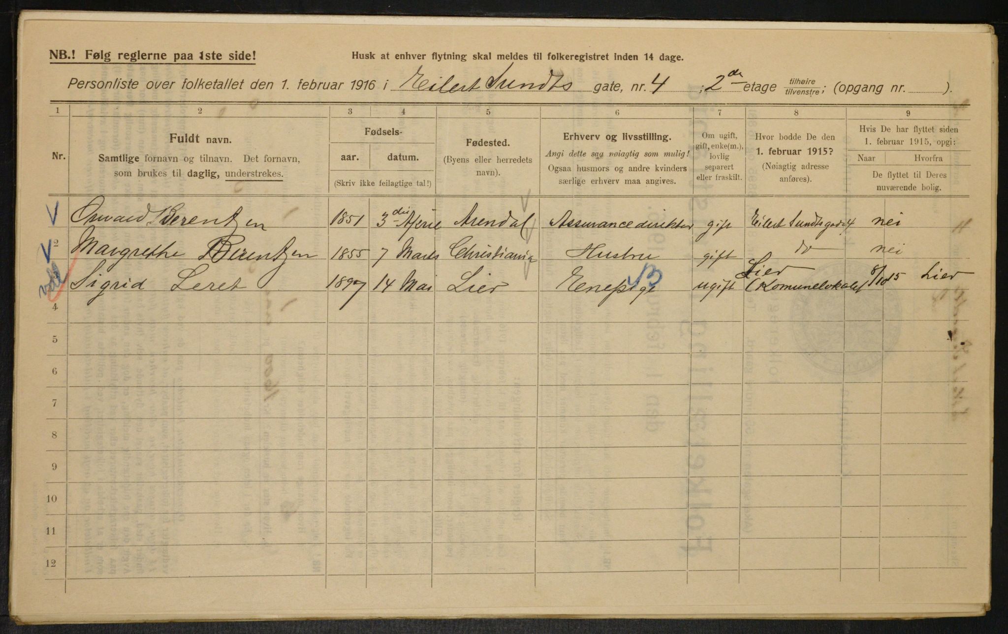 OBA, Municipal Census 1916 for Kristiania, 1916, p. 19197