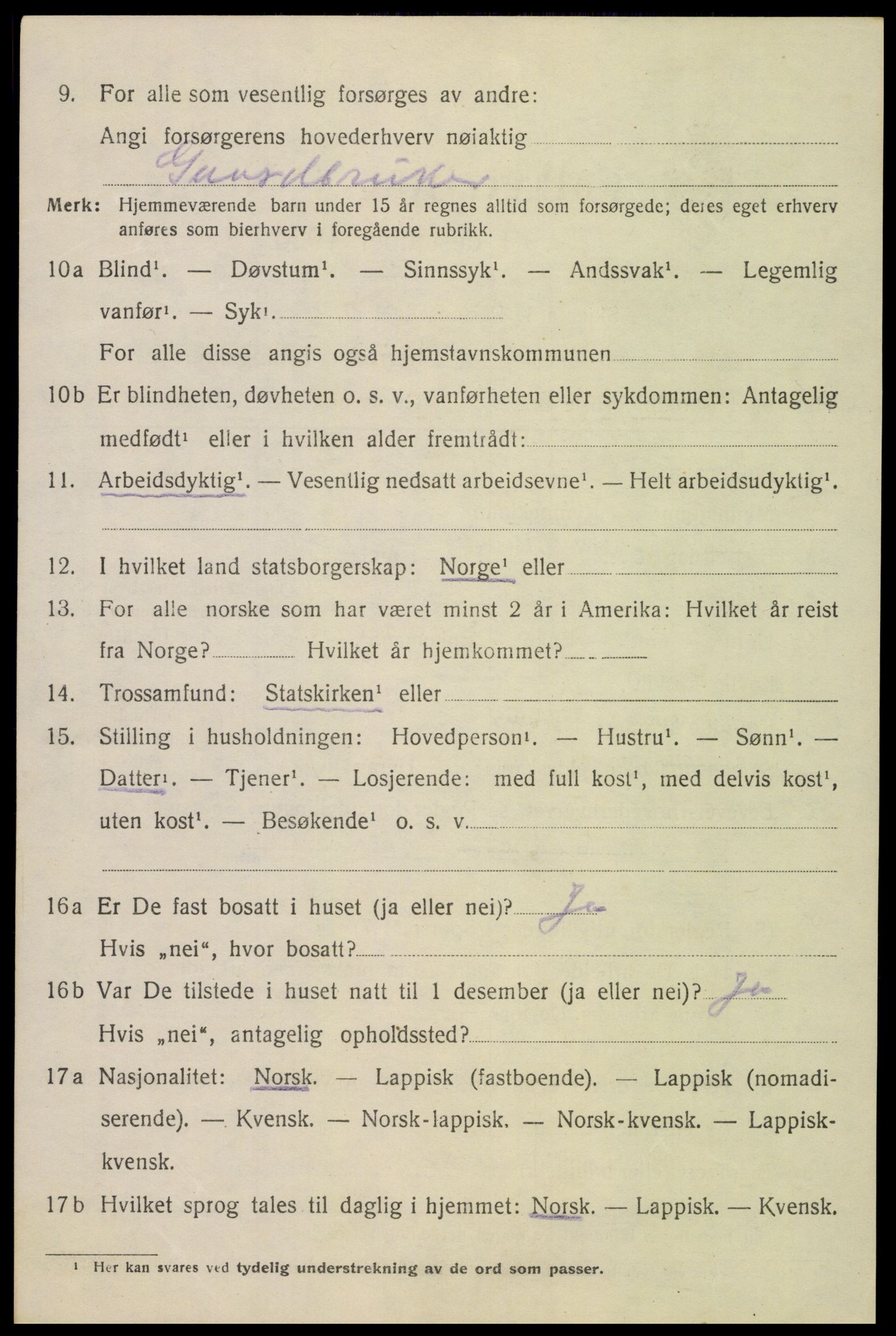 SAT, 1920 census for Lødingen, 1920, p. 1030