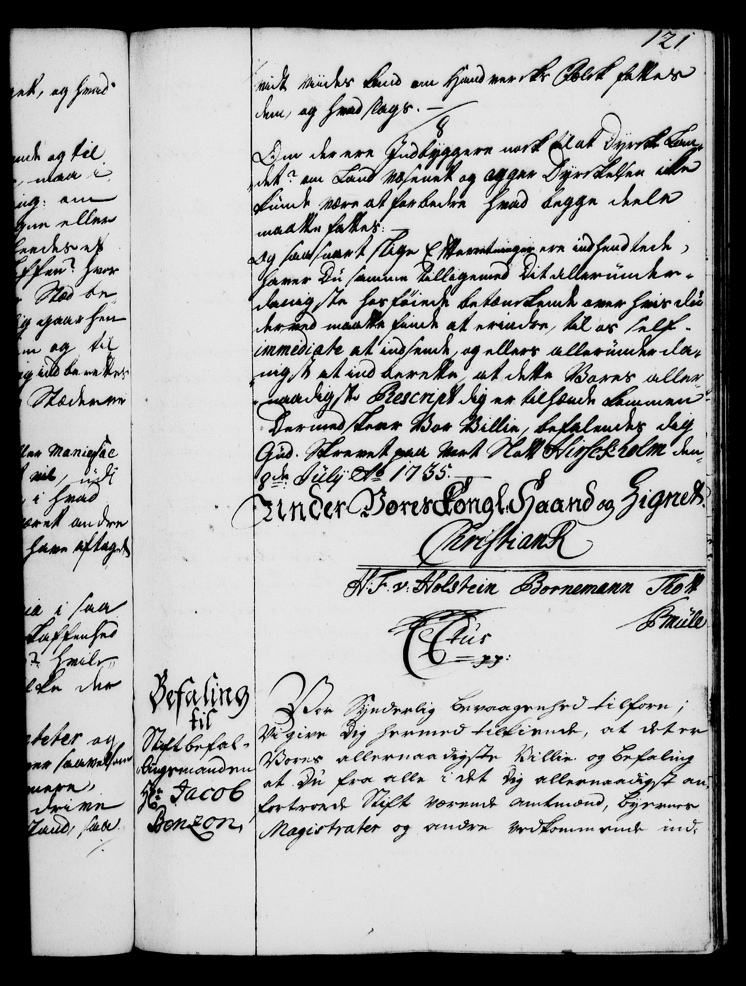 Rentekammeret, Kammerkanselliet, RA/EA-3111/G/Gg/Gga/L0004: Norsk ekspedisjonsprotokoll med register (merket RK 53.4), 1734-1741, p. 121