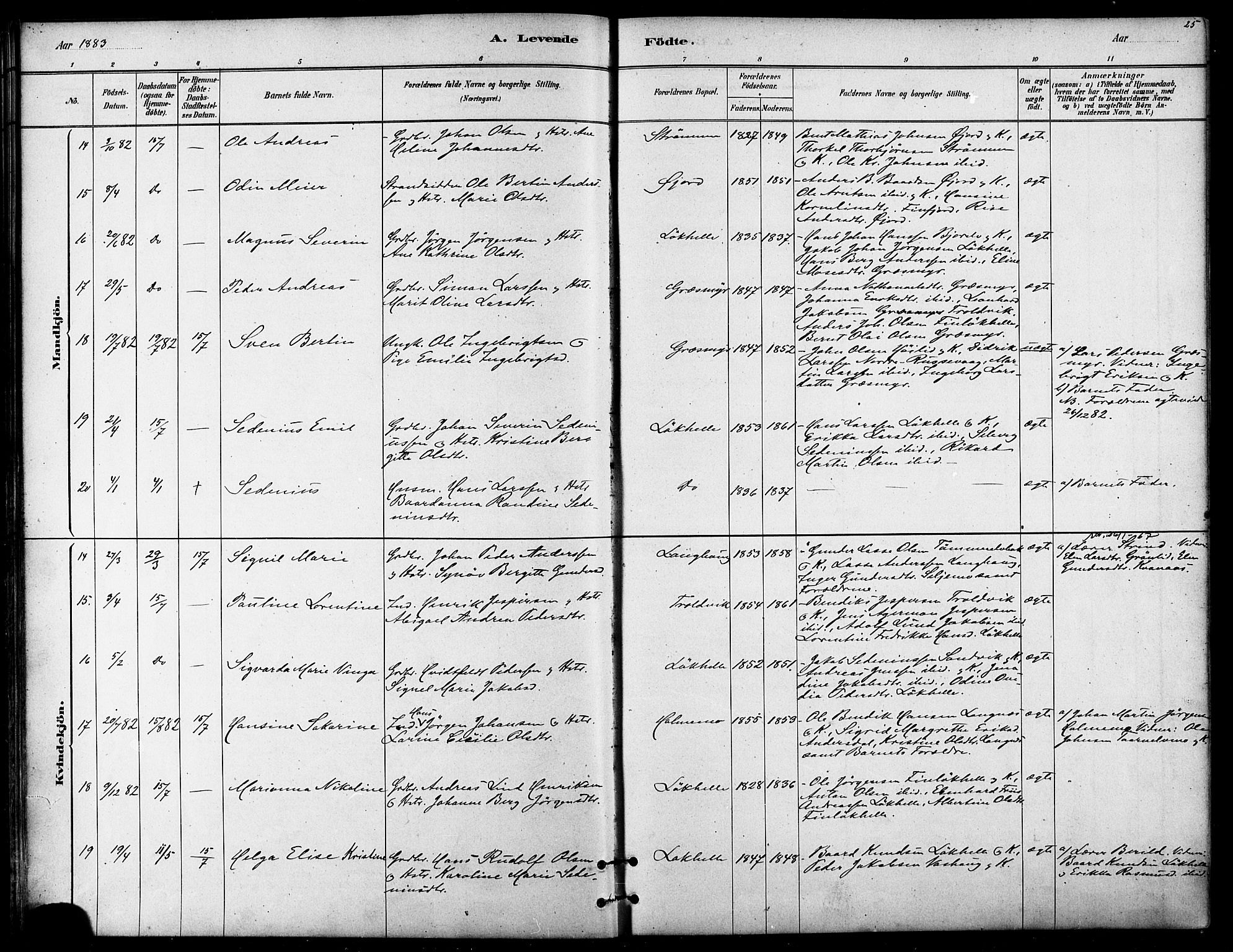 Lenvik sokneprestembete, SATØ/S-1310/H/Ha/Haa/L0011kirke: Parish register (official) no. 11, 1880-1889, p. 25