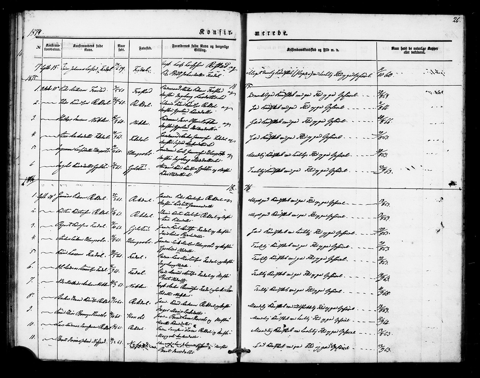 Ministerialprotokoller, klokkerbøker og fødselsregistre - Møre og Romsdal, AV/SAT-A-1454/540/L0540: Parish register (official) no. 540A01, 1872-1883, p. 26