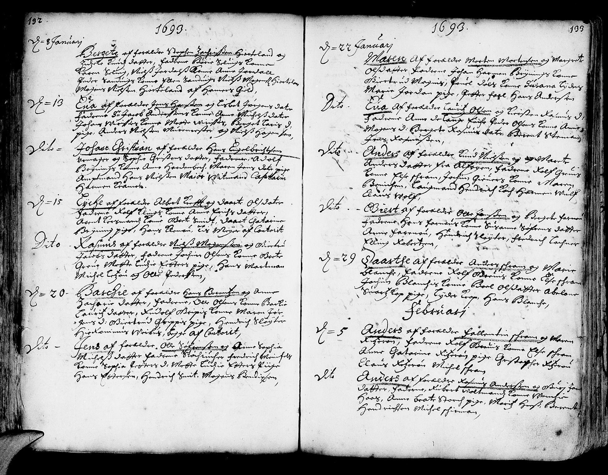 Korskirken sokneprestembete, AV/SAB-A-76101/H/Haa/L0002: Parish register (official) no. A 2, 1688-1697, p. 132-133