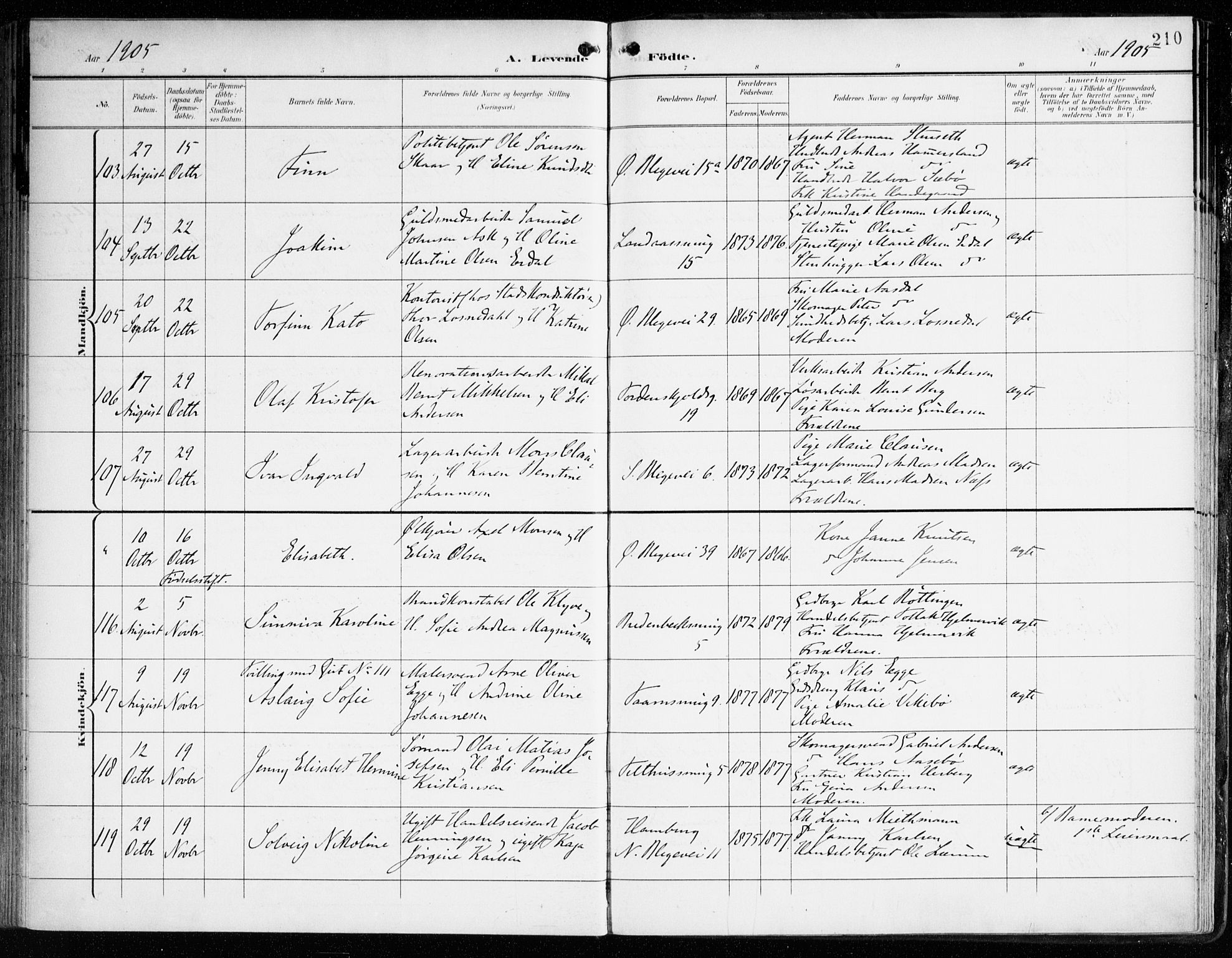 Korskirken sokneprestembete, AV/SAB-A-76101/H/Haa/L0023: Parish register (official) no. B 9, 1899-1908, p. 210