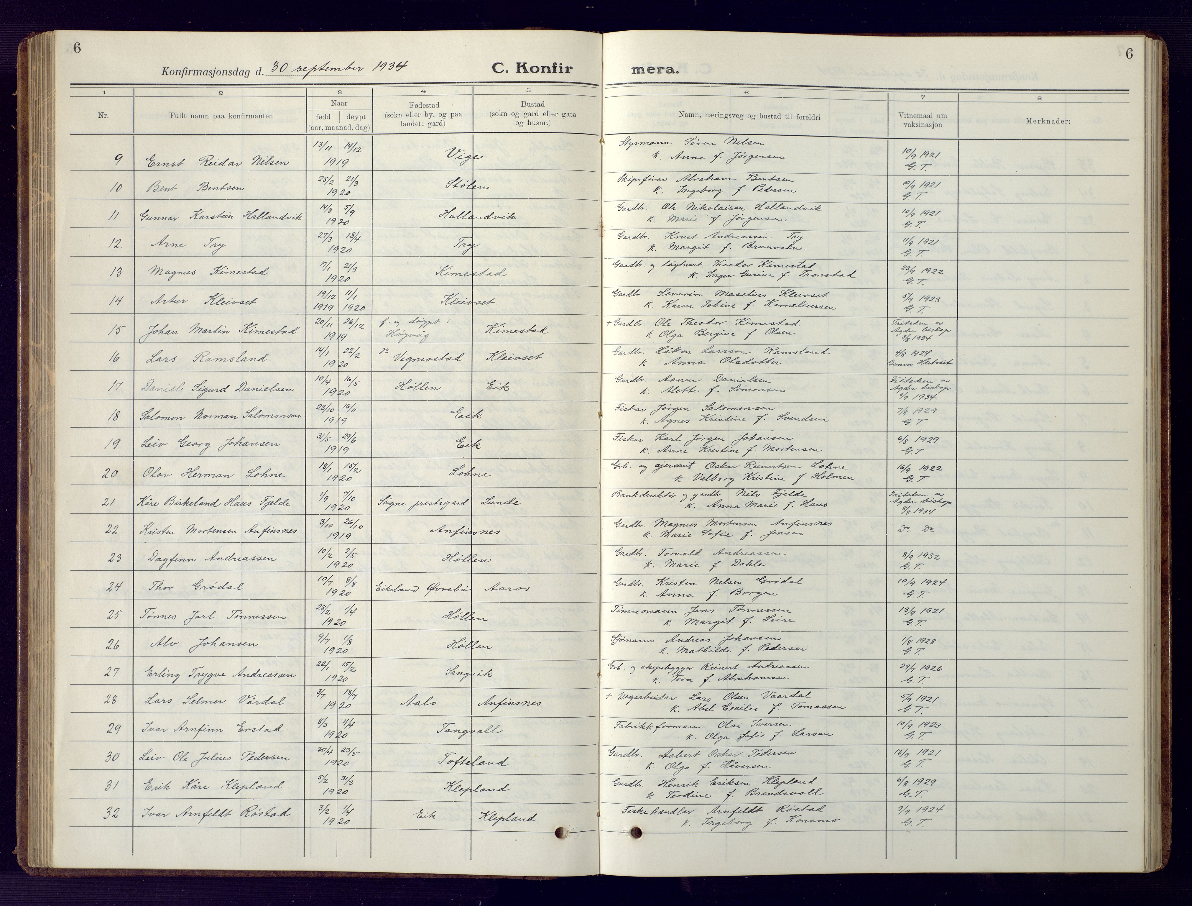 Søgne sokneprestkontor, SAK/1111-0037/F/Fb/Fbb/L0008: Parish register (copy) no. B 8, 1932-1949, p. 6