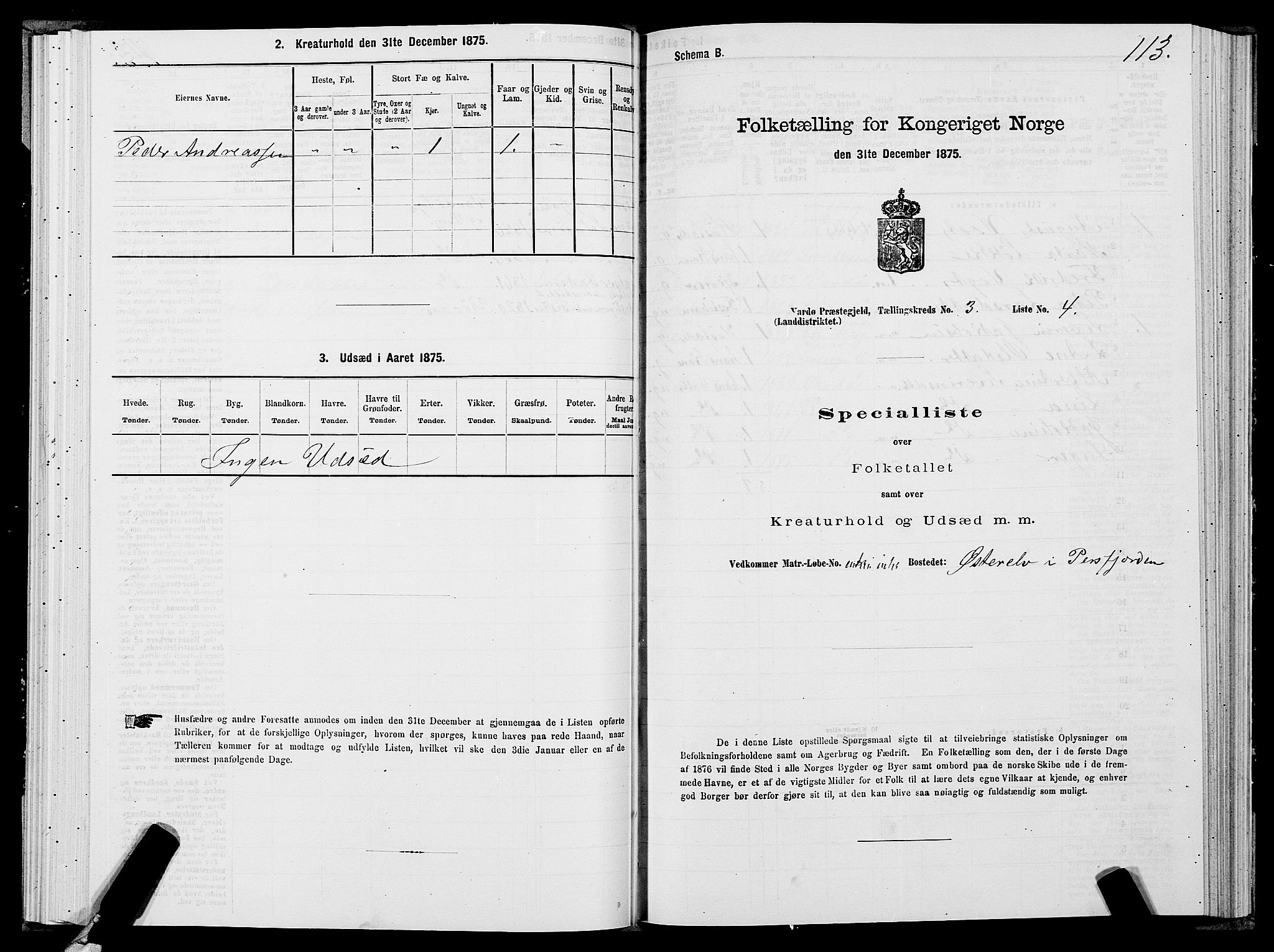 SATØ, 1875 census for 2028L Vardø/Vardø, 1875, p. 1113